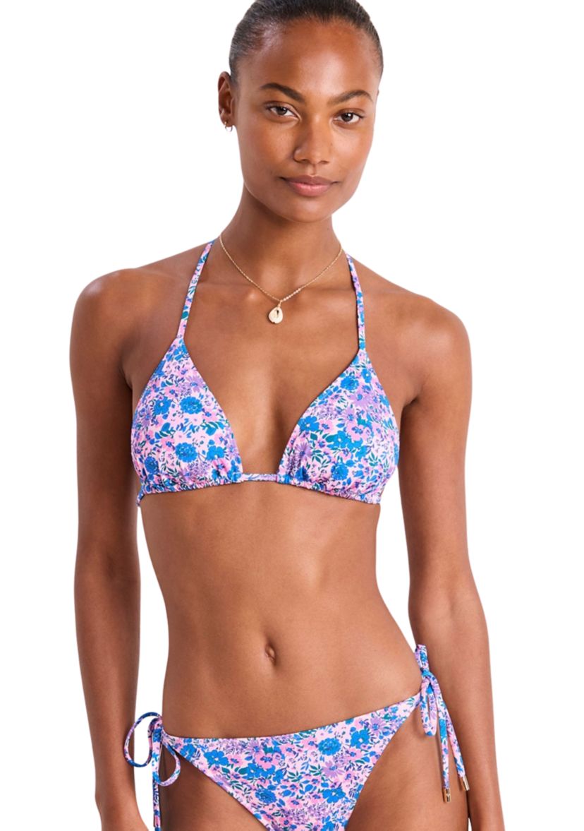 Floral String Triangle Bikini Swim Top