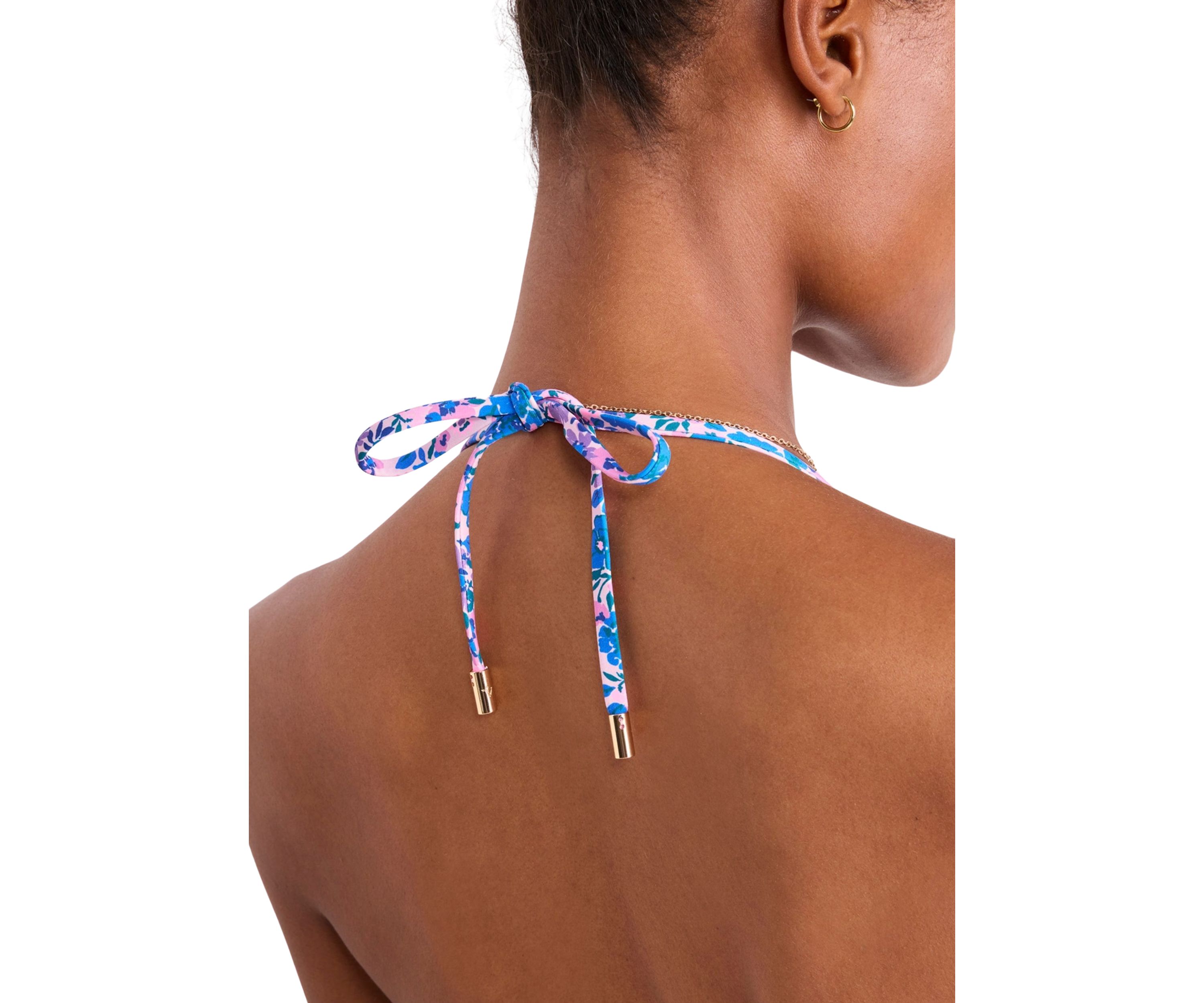 Floral String Triangle Bikini Swim Top