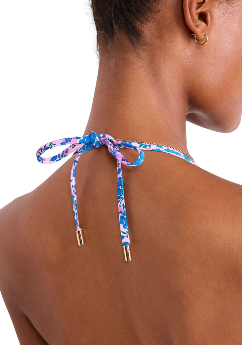 Floral String Triangle Bikini Swim Top
