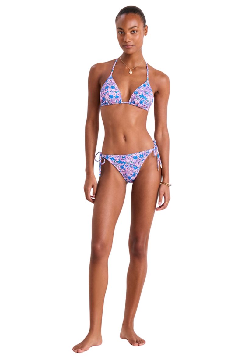 Floral String Triangle Bikini Swim Top