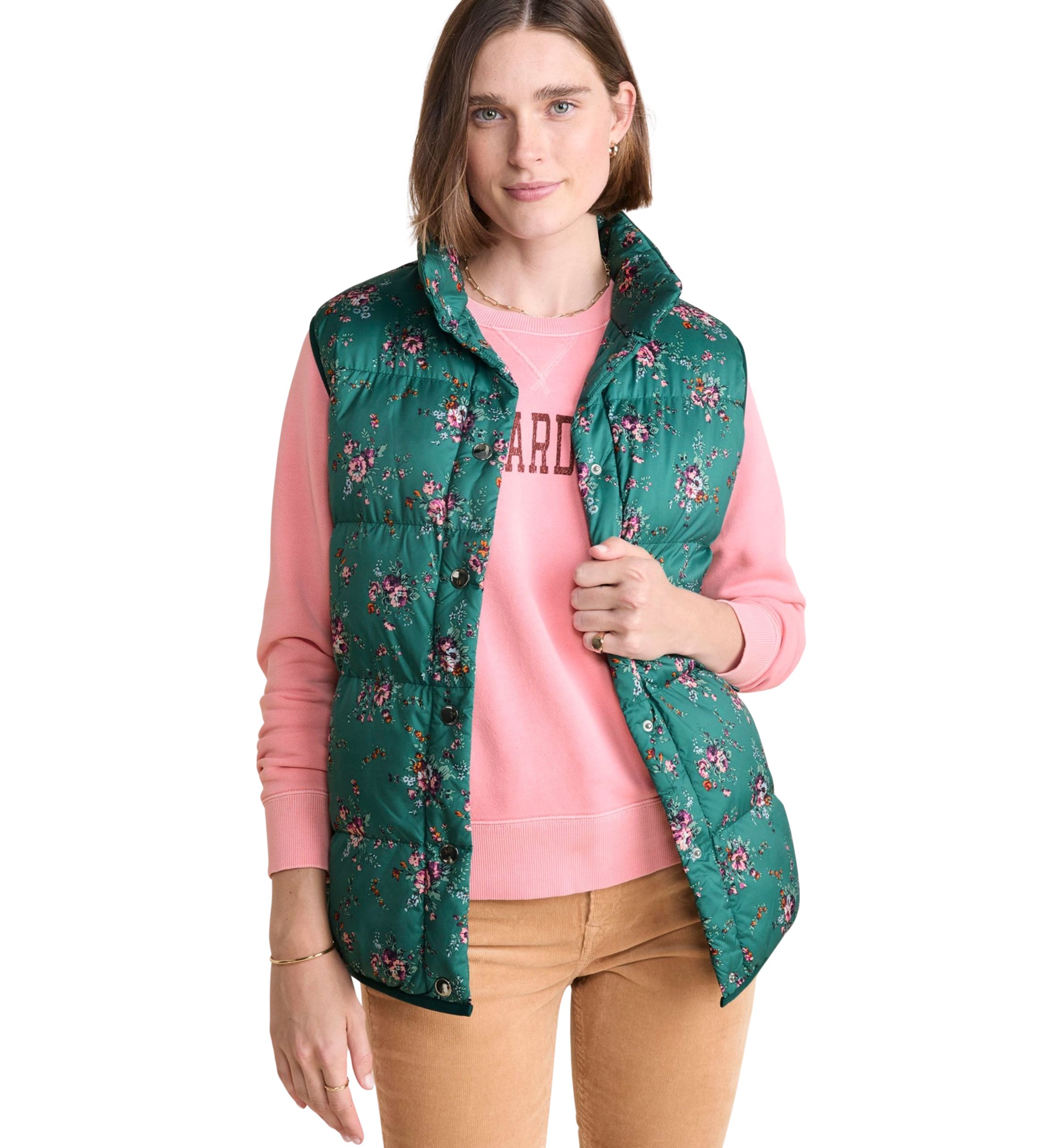 Womens Floral Printed Puffer Vest
