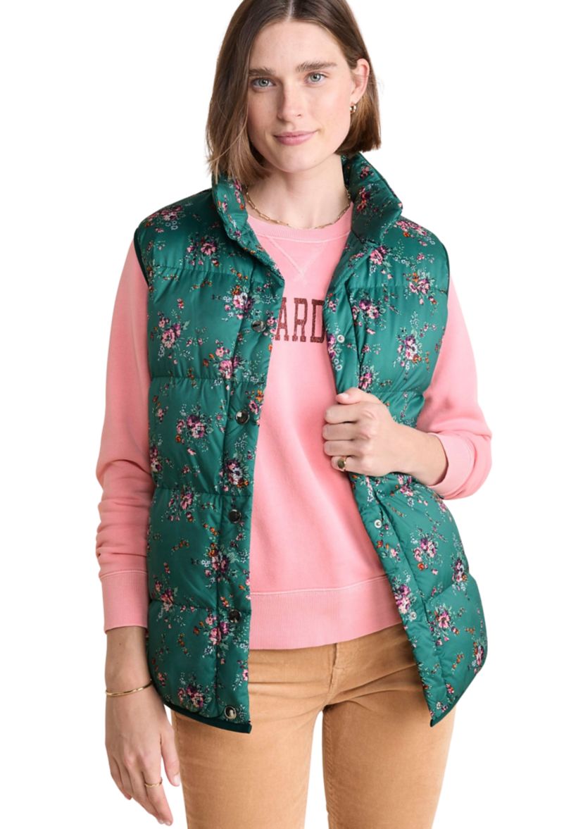 Womens Floral Printed Puffer Vest