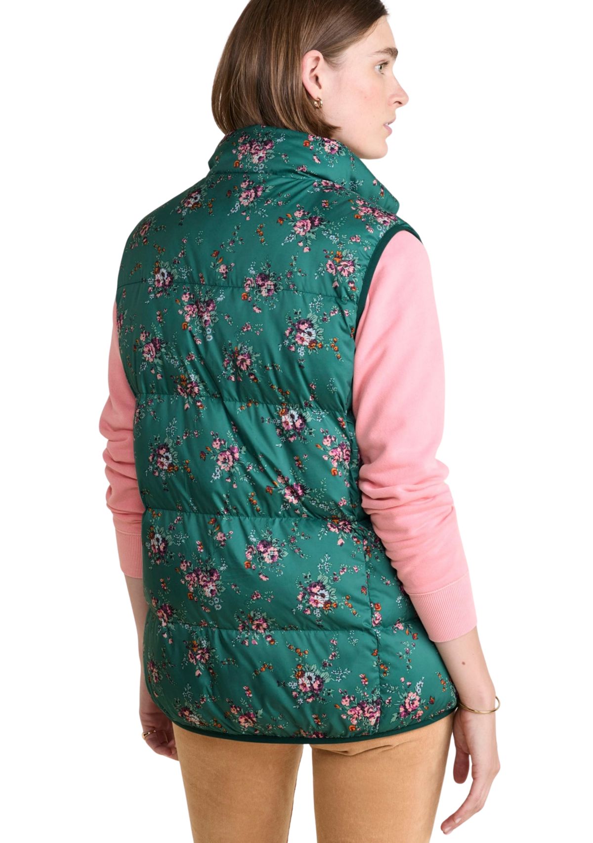 Womens Floral Printed Puffer Vest