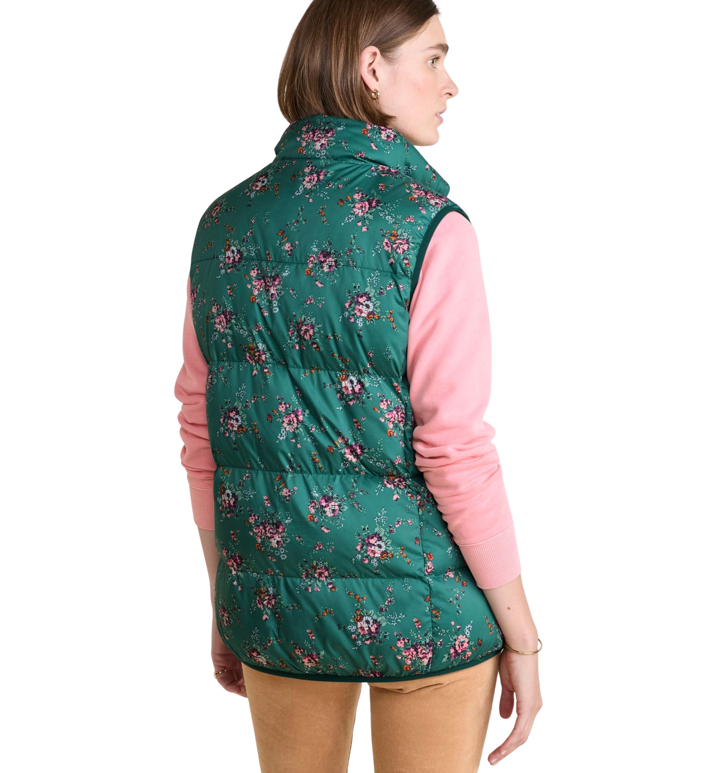 Womens Floral Printed Puffer Vest