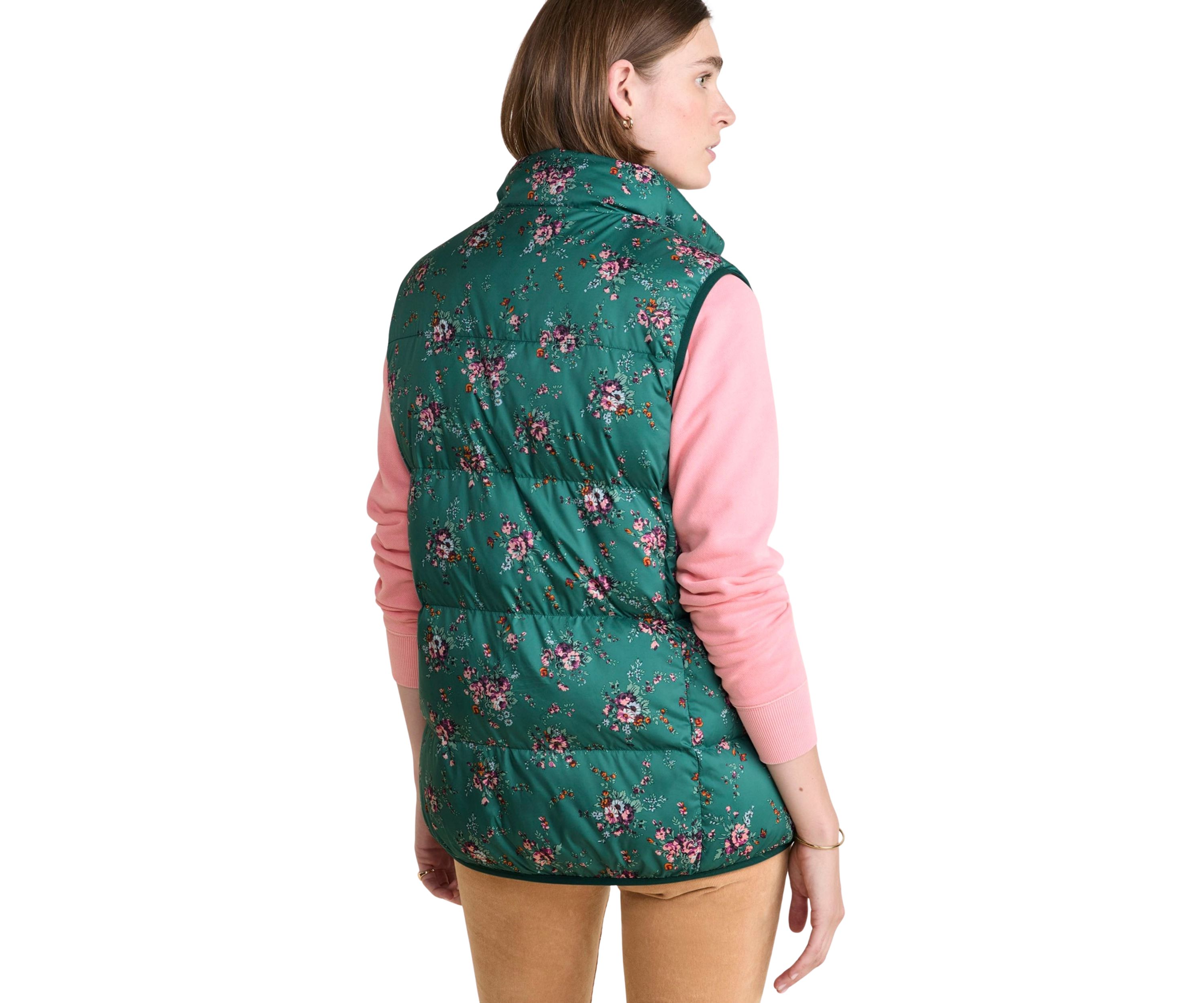 Womens Floral Printed Puffer Vest