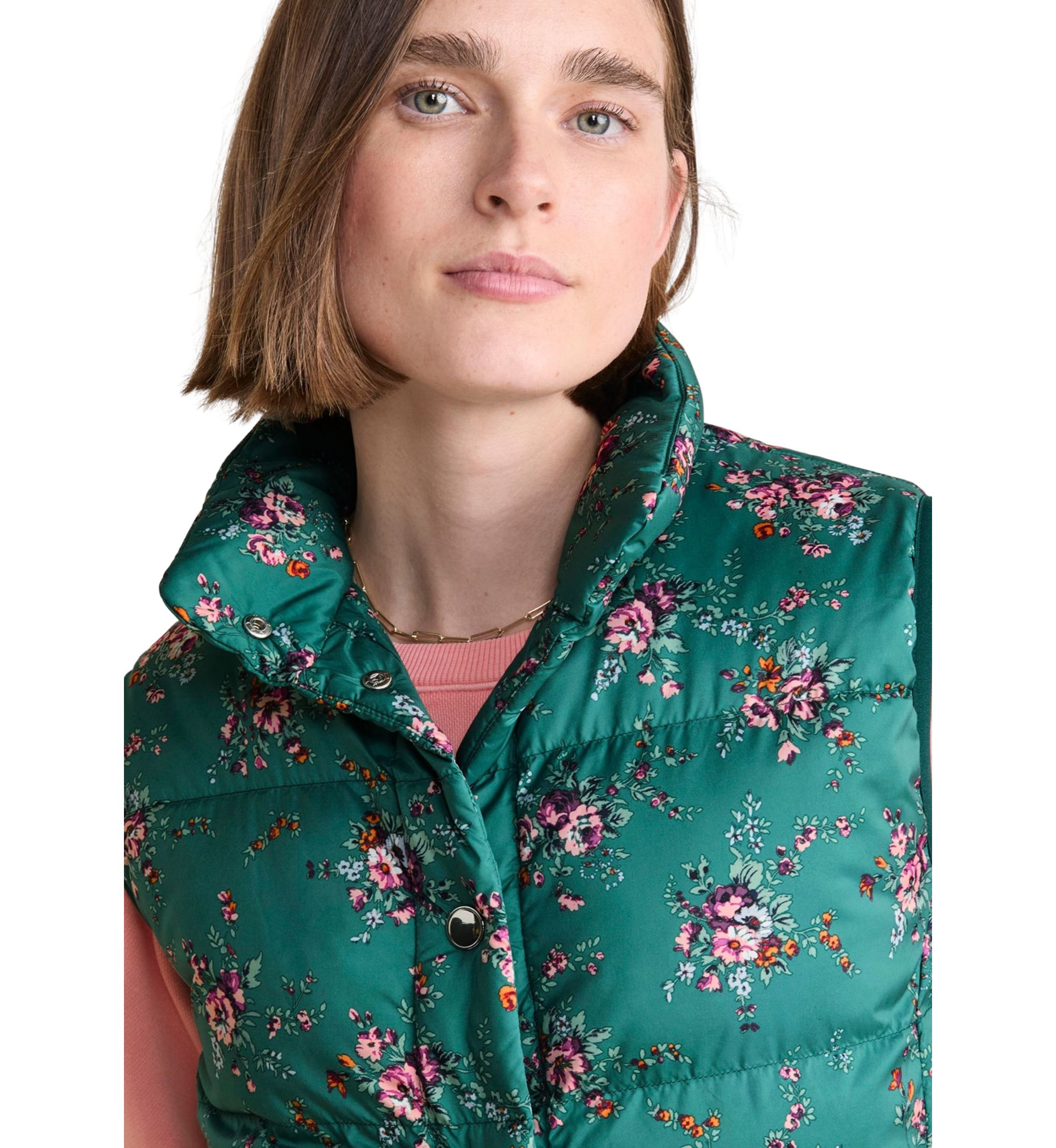 Womens Floral Printed Puffer Vest