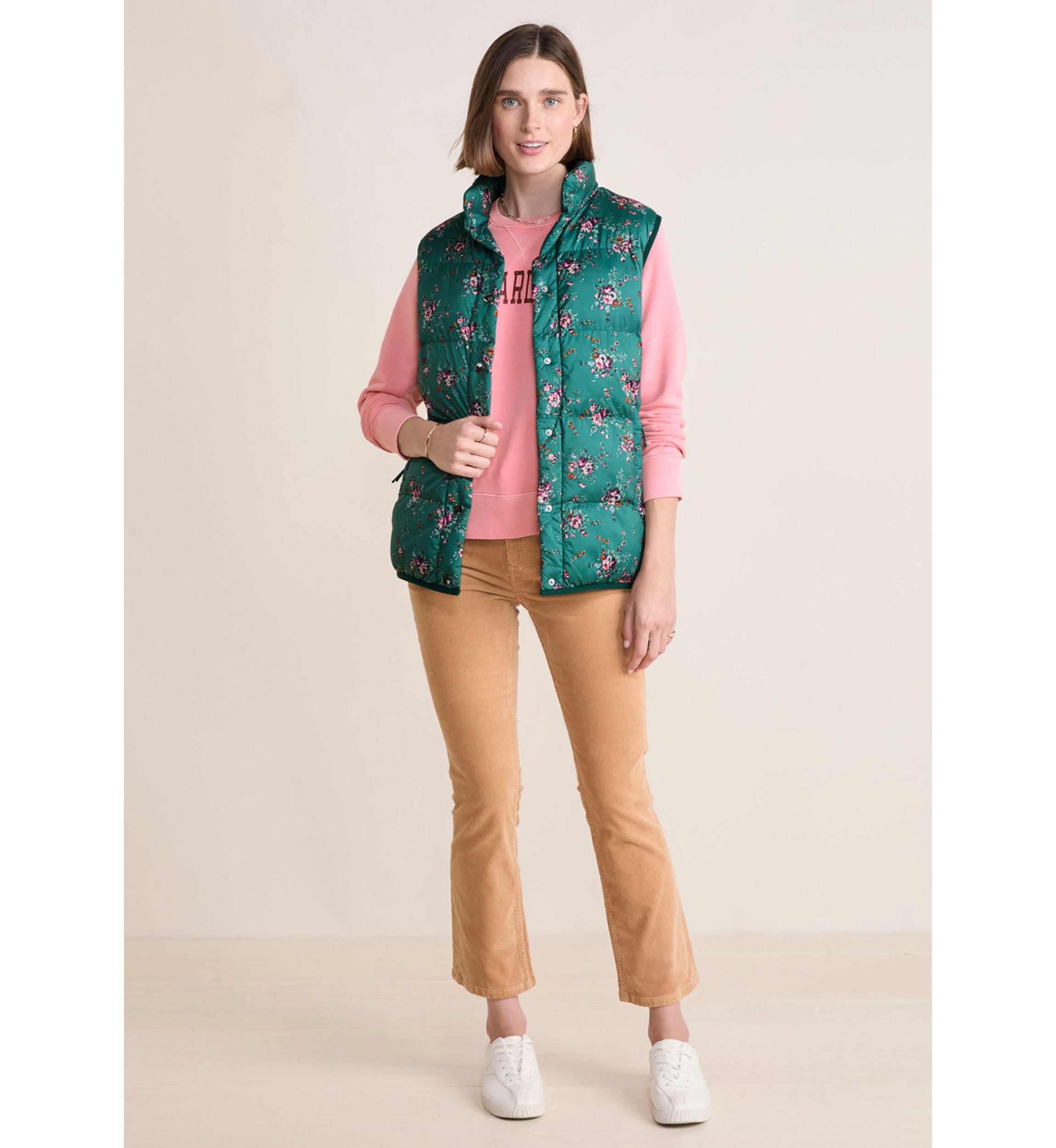 Womens Floral Printed Puffer Vest