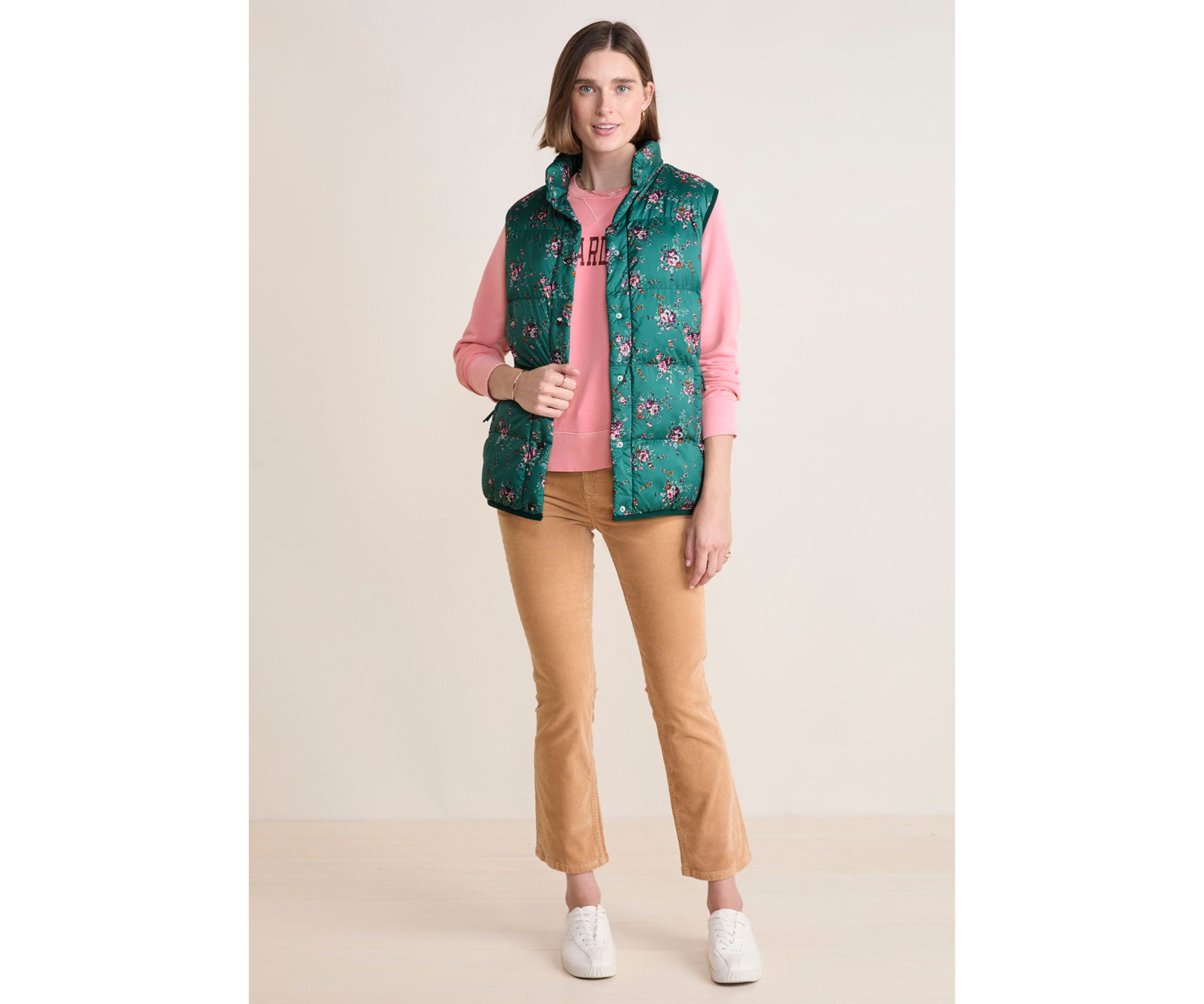 Womens Floral Printed Puffer Vest