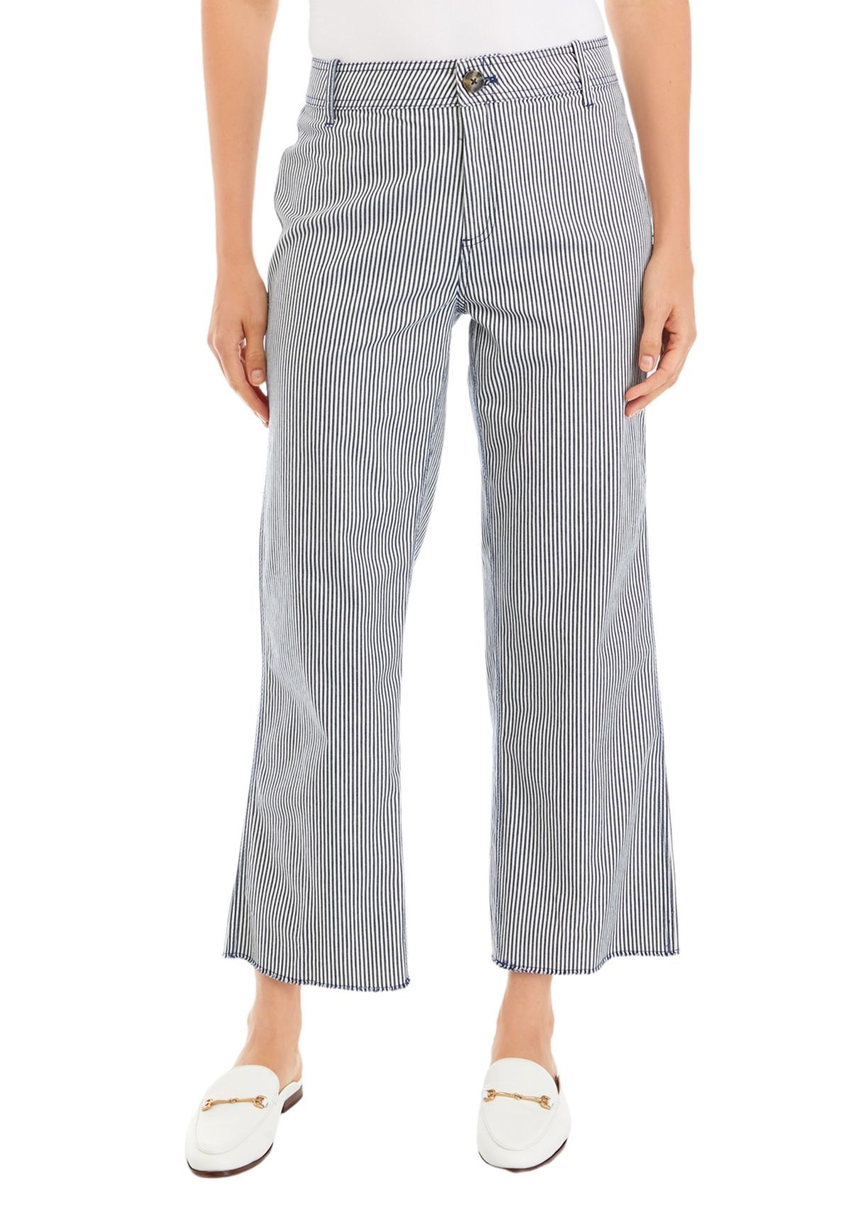 Womens High Rise Mariner Striped Cropped Pants