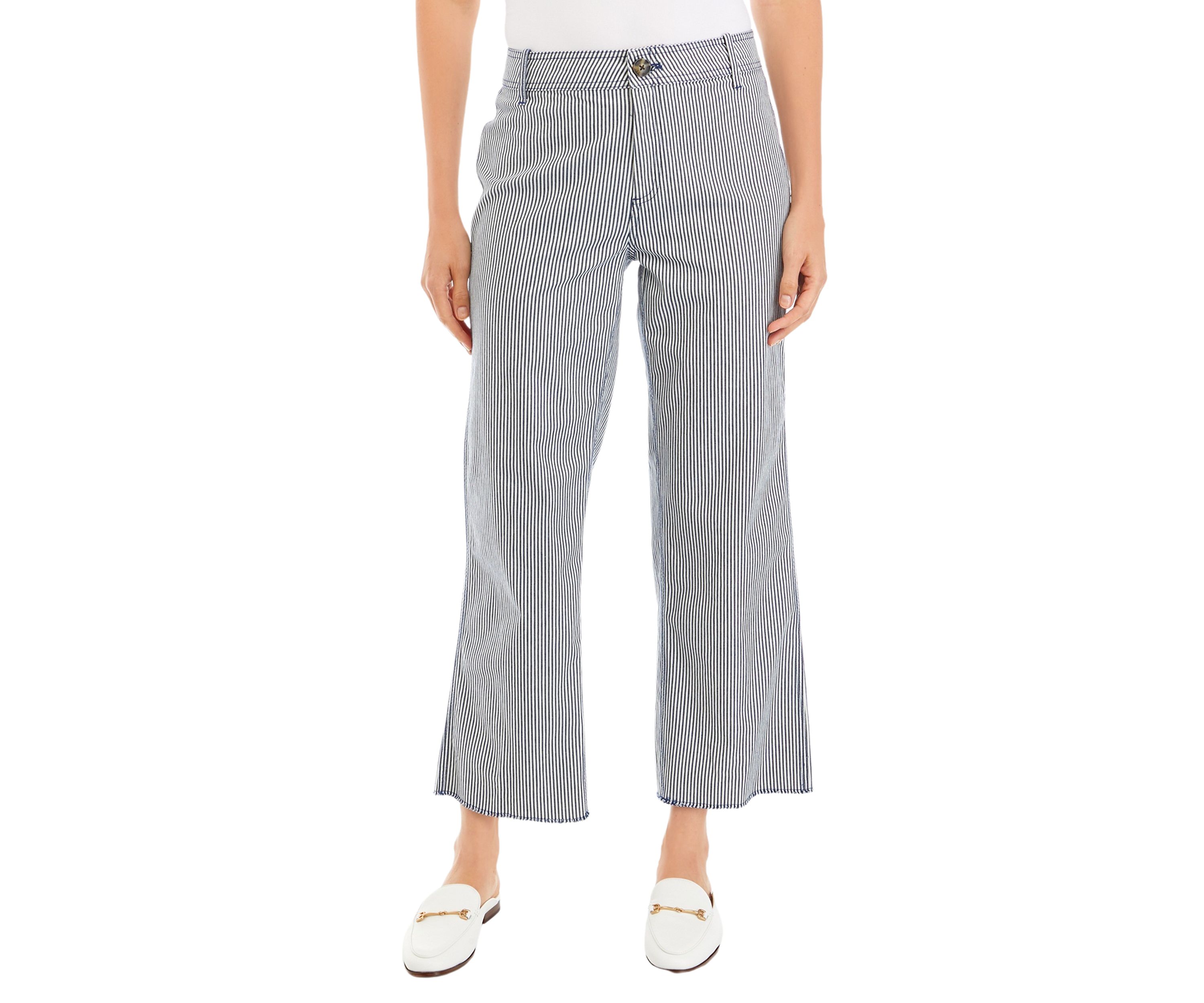 Womens High Rise Mariner Striped Cropped Pants