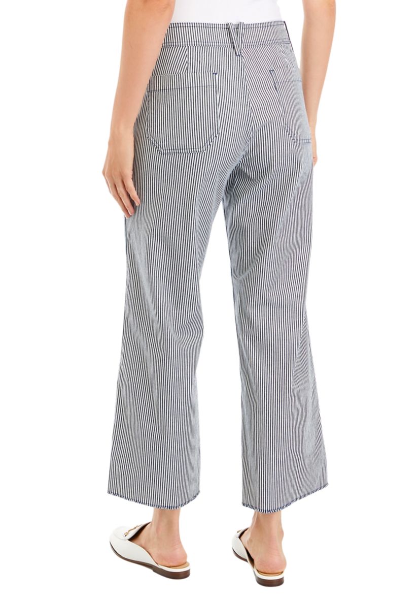 Womens High Rise Mariner Striped Cropped Pants