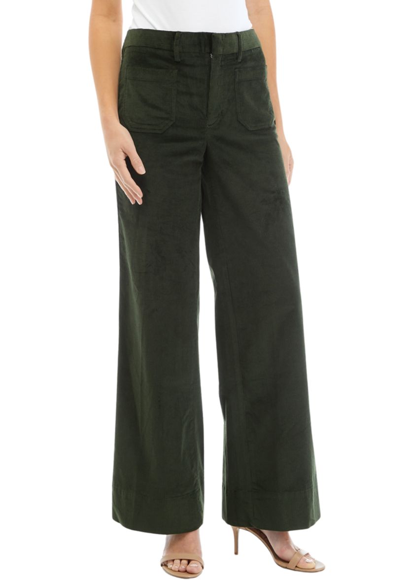 Womens High Waist Wide Leg Corduroy Pants