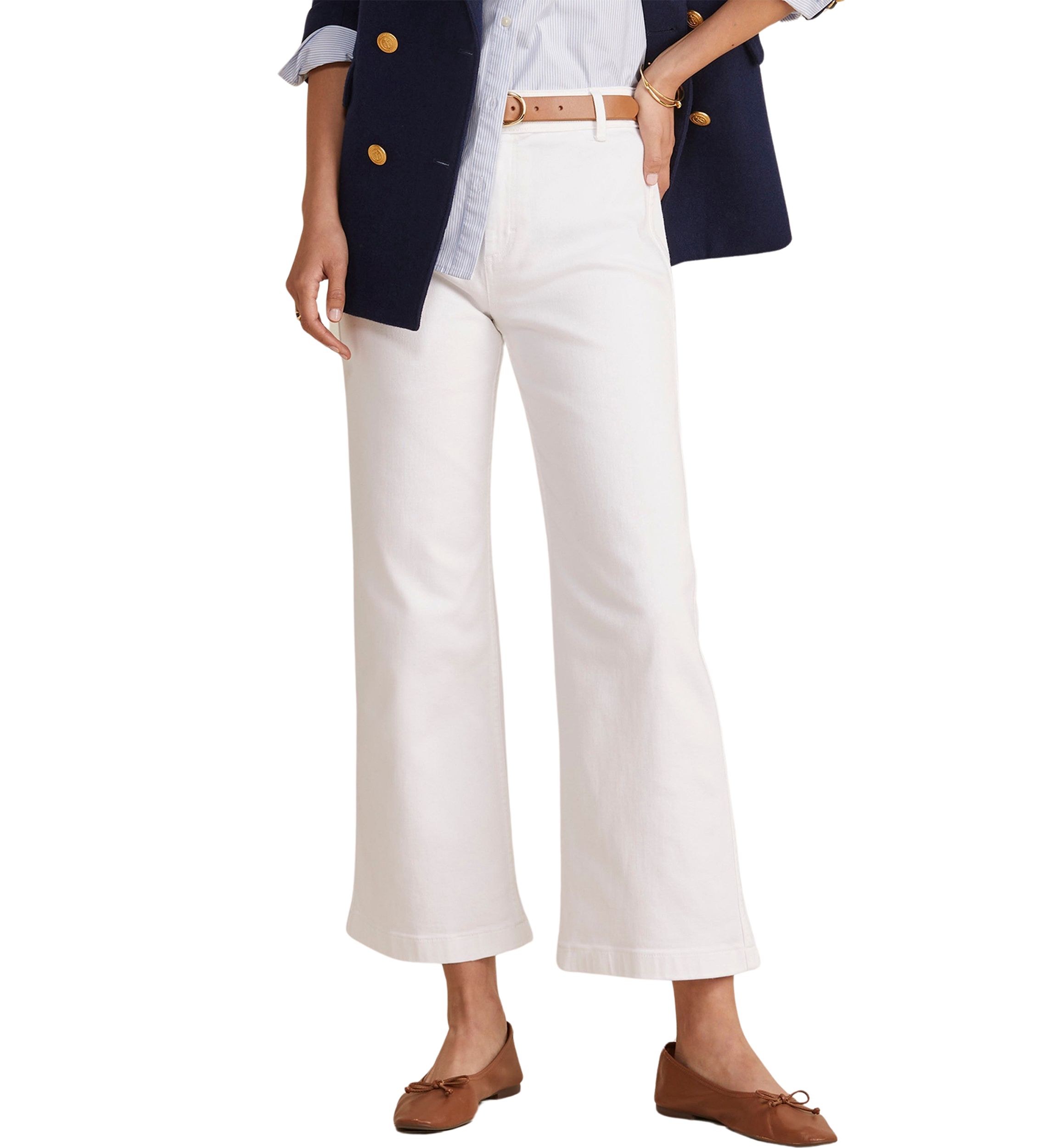 Womens Mariner Crop White Denim Jeans