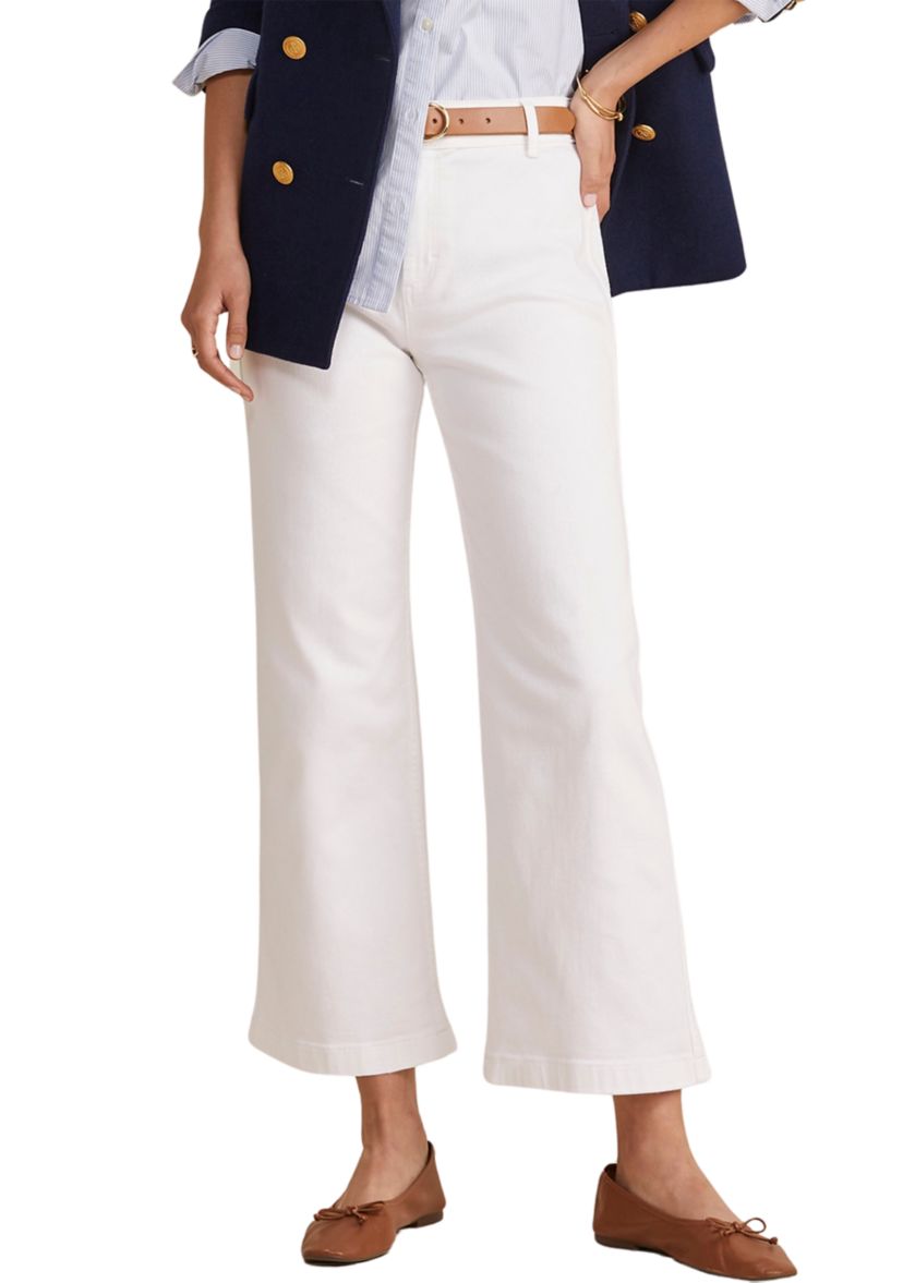 Womens Mariner Crop White Denim Jeans