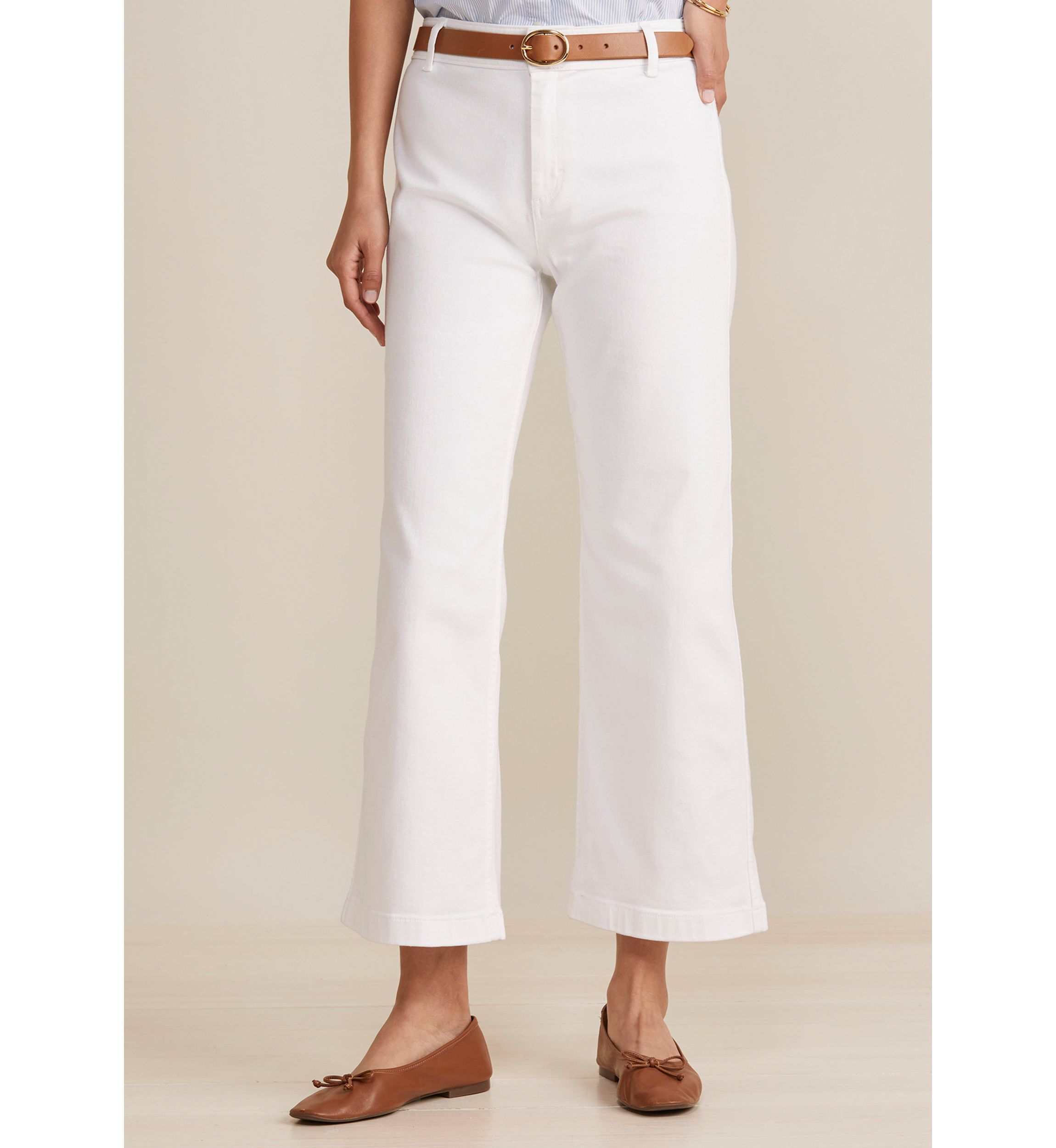 Womens Mariner Crop White Denim Jeans