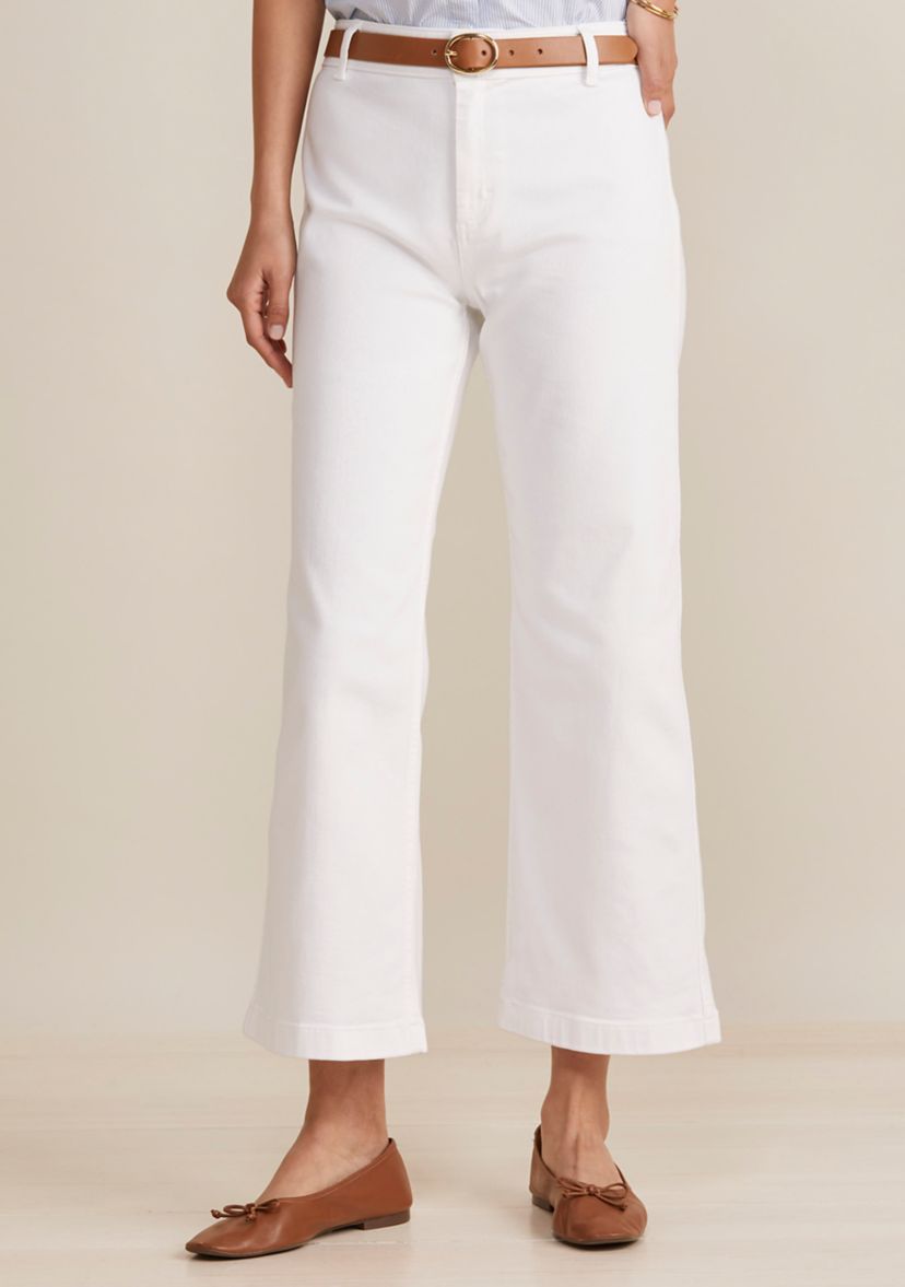 Womens Mariner Crop White Denim Jeans