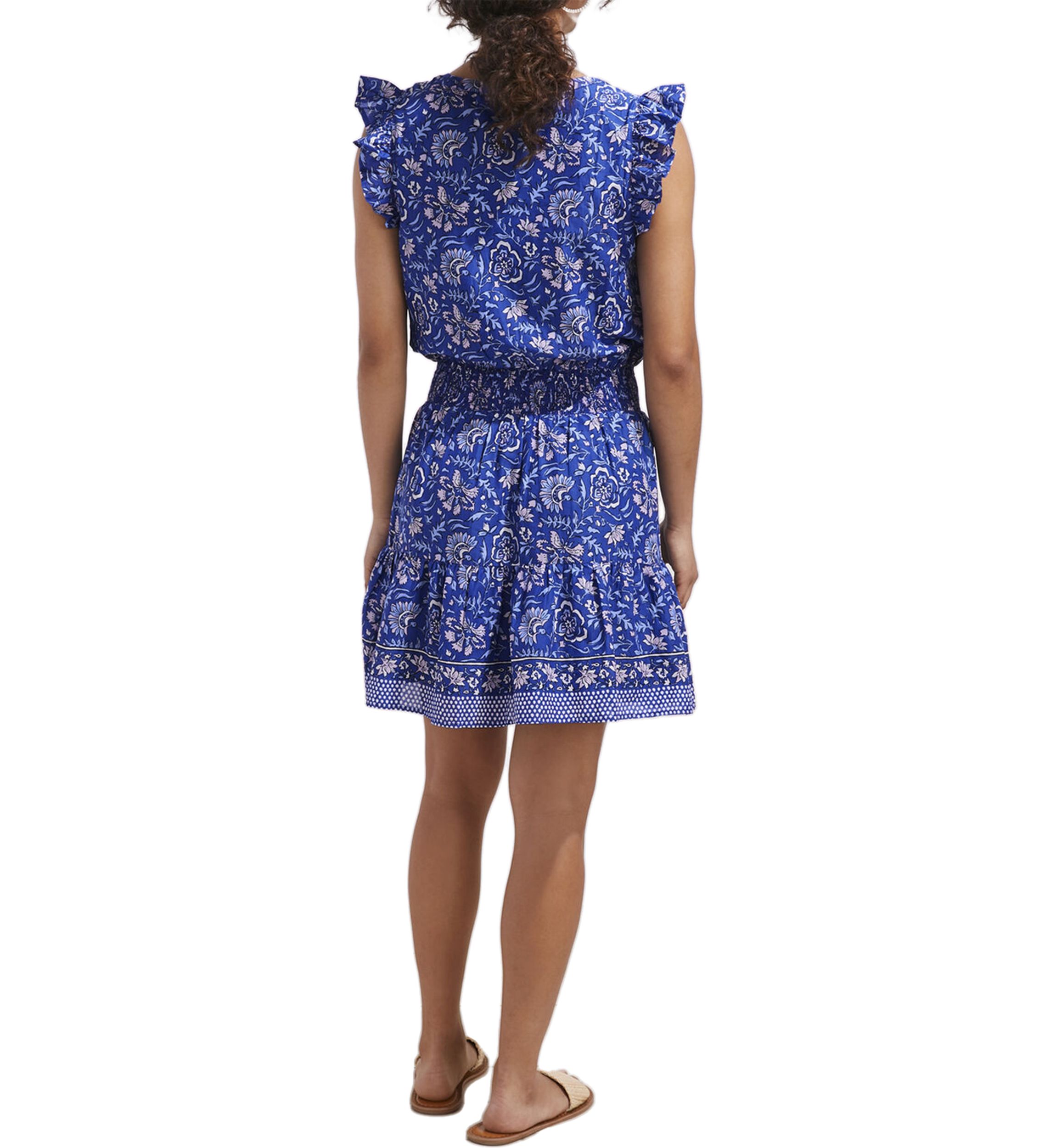 Womens Floral Ruffle Sleeve Dress 