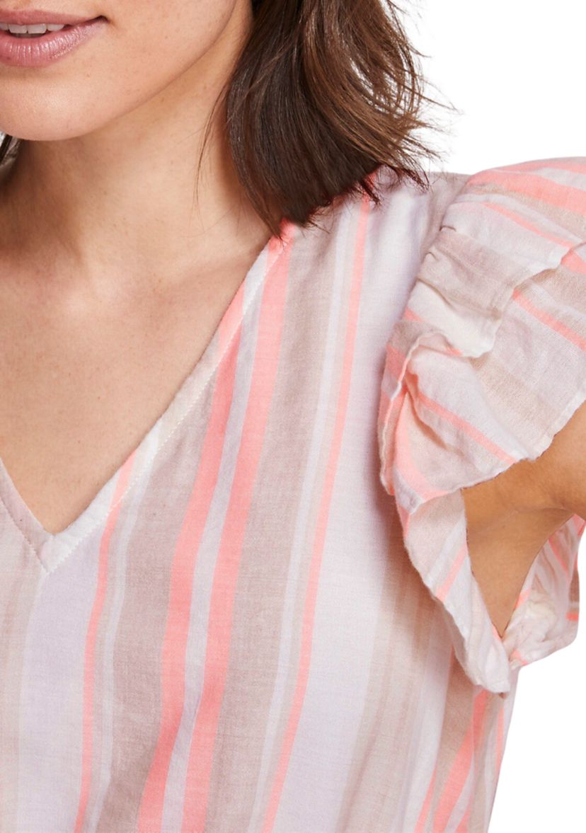 Womens Striped V-Neck Smocked Dress