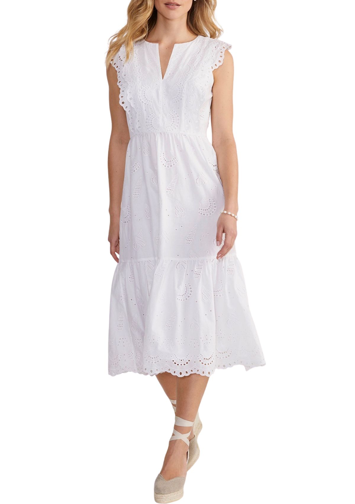 Seashell Eyelet Midi Dress