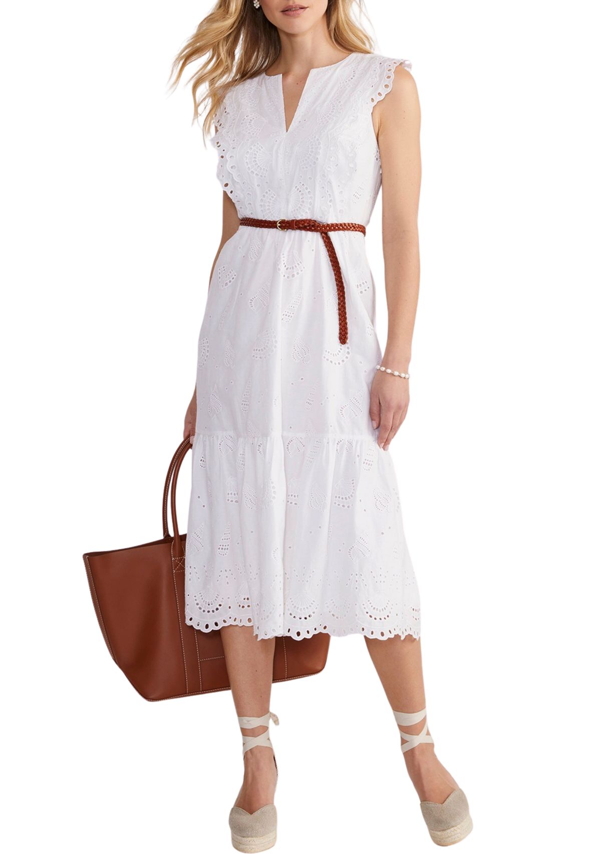 Seashell Eyelet Midi Dress