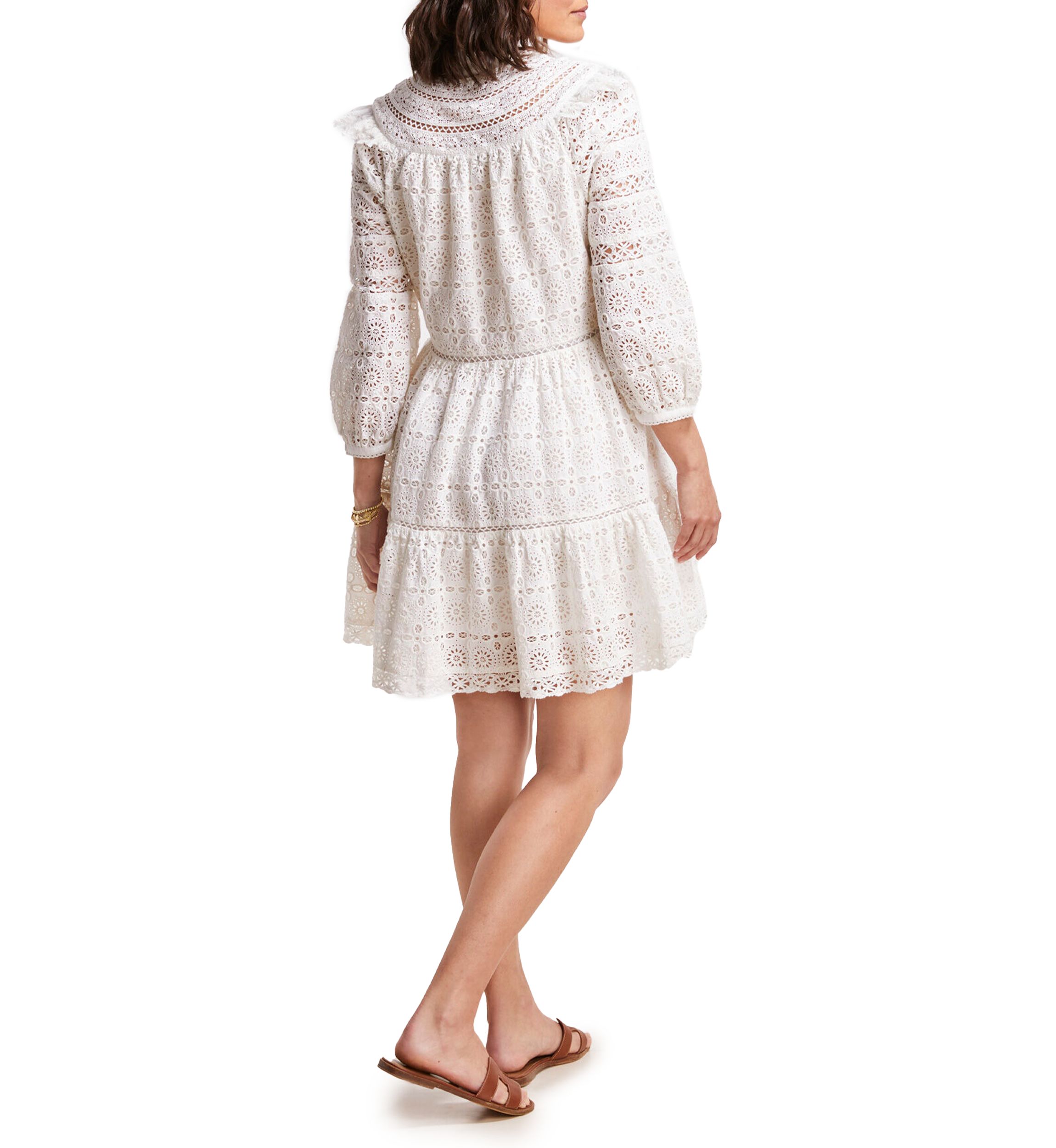 Womens Tiered Eyelet Ruffle Dress