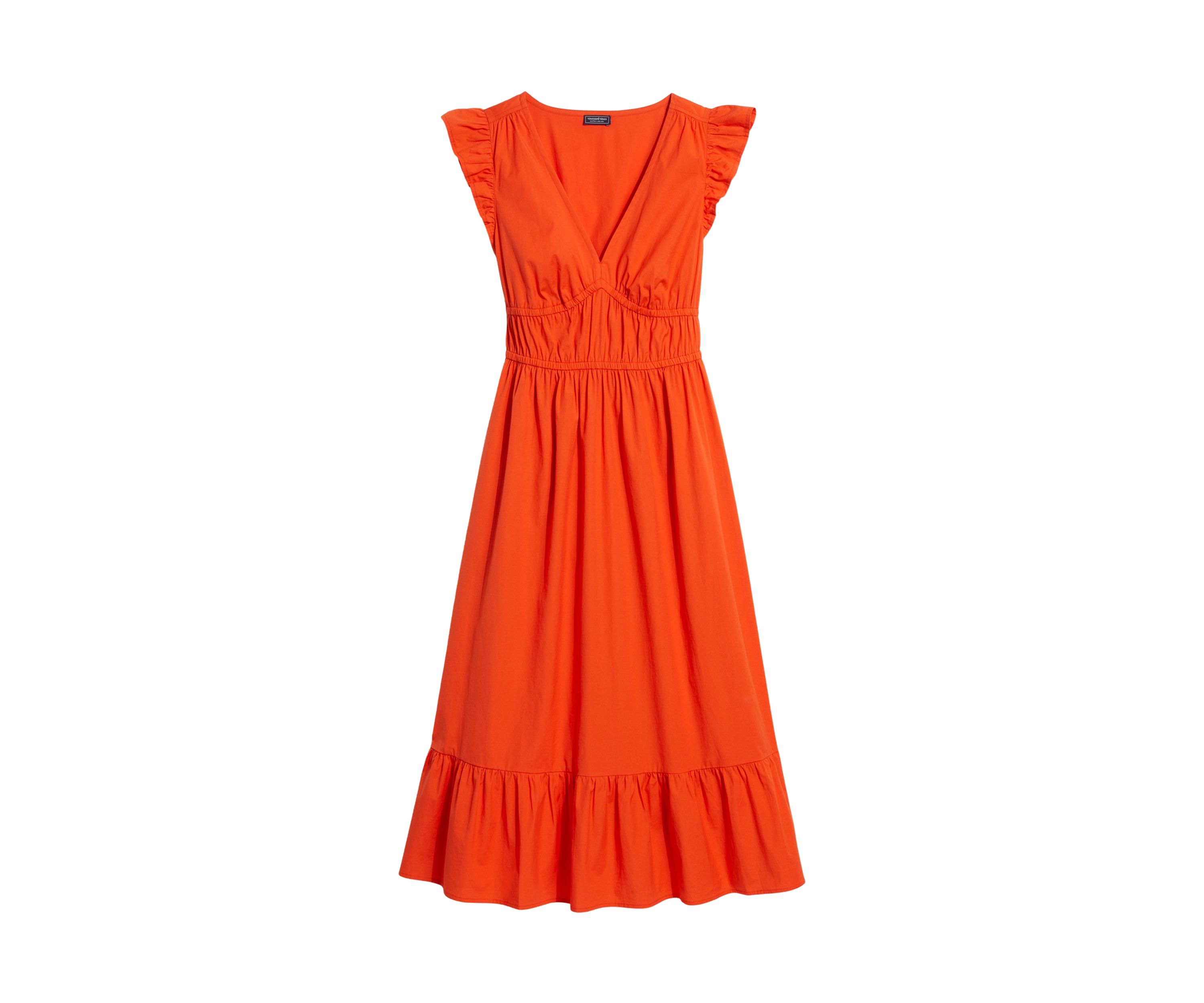 Poplin Flutter Sleeve Midi Dress