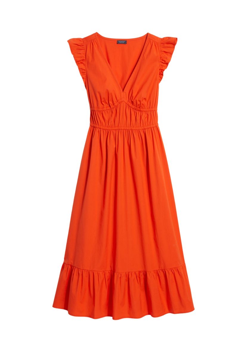 Poplin Flutter Sleeve Midi Dress