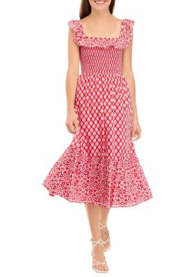 Shop Vineyard Tile Smocked Midi Dress at vineyard vines