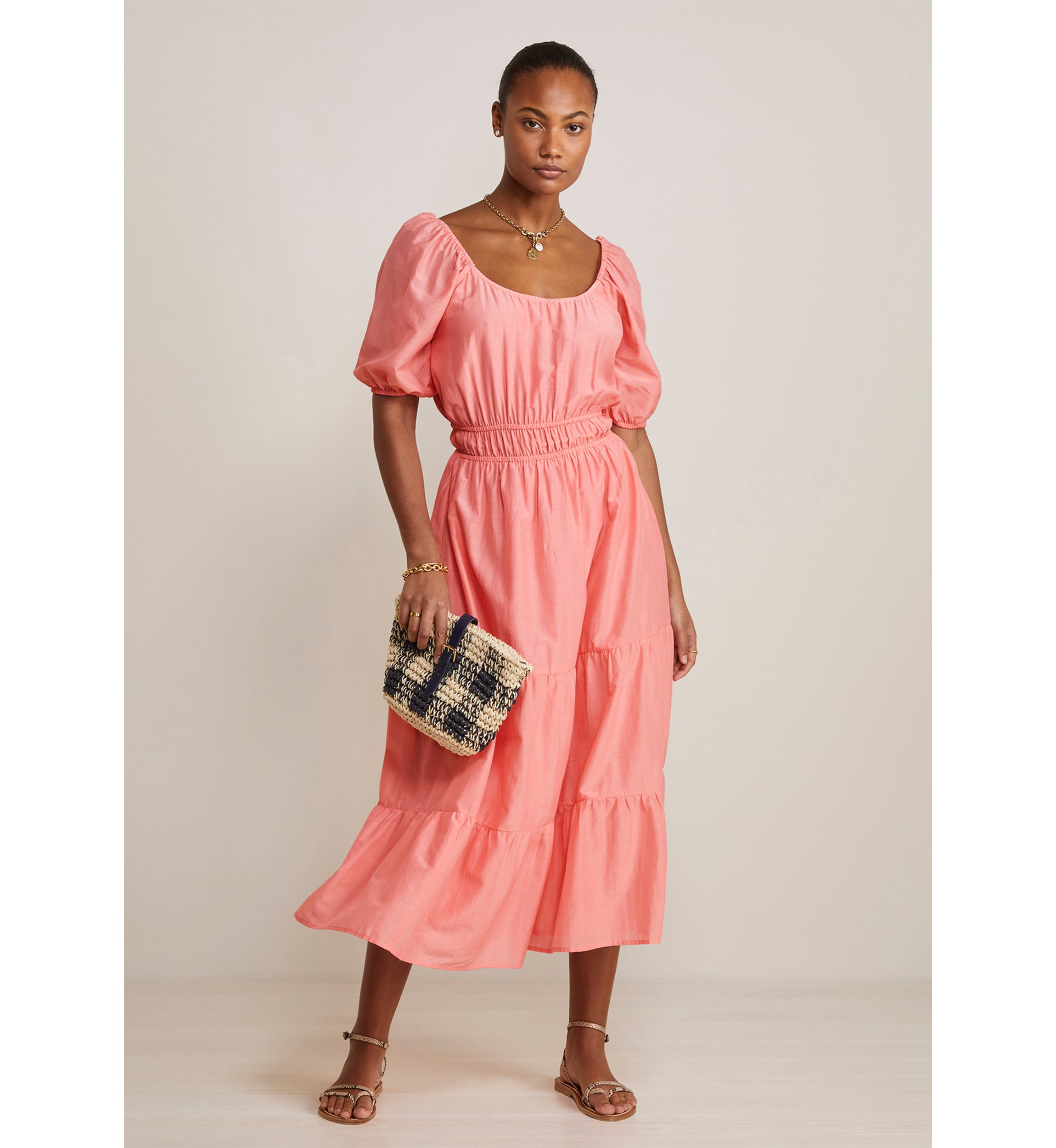 Womens Tiered Smocked Waist Maxi Dress