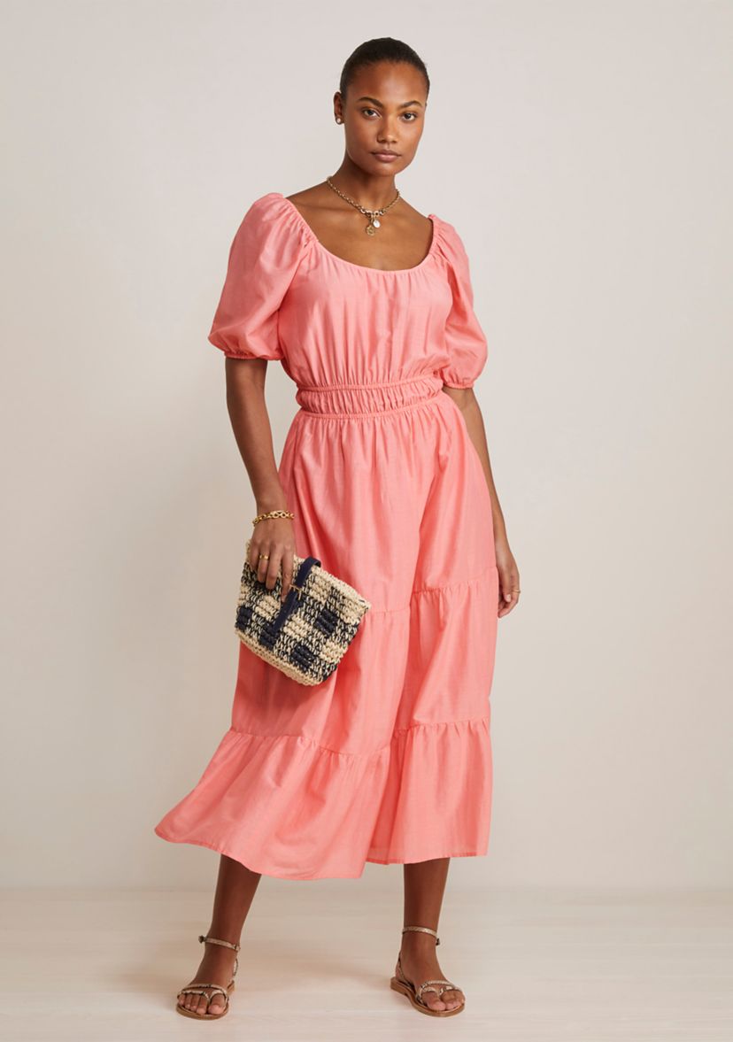 Womens Tiered Smocked Waist Maxi Dress
