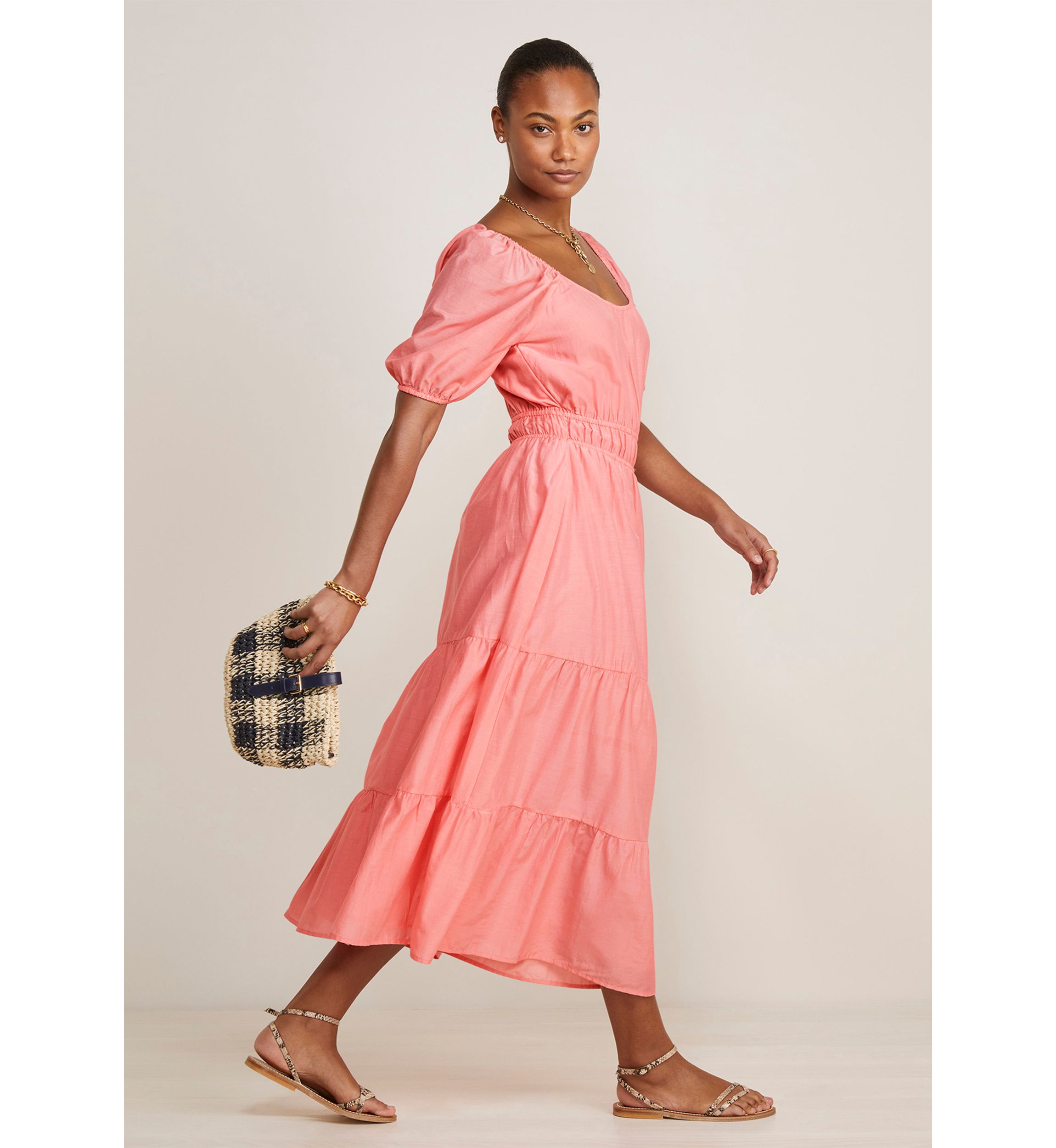 Womens Tiered Smocked Waist Maxi Dress