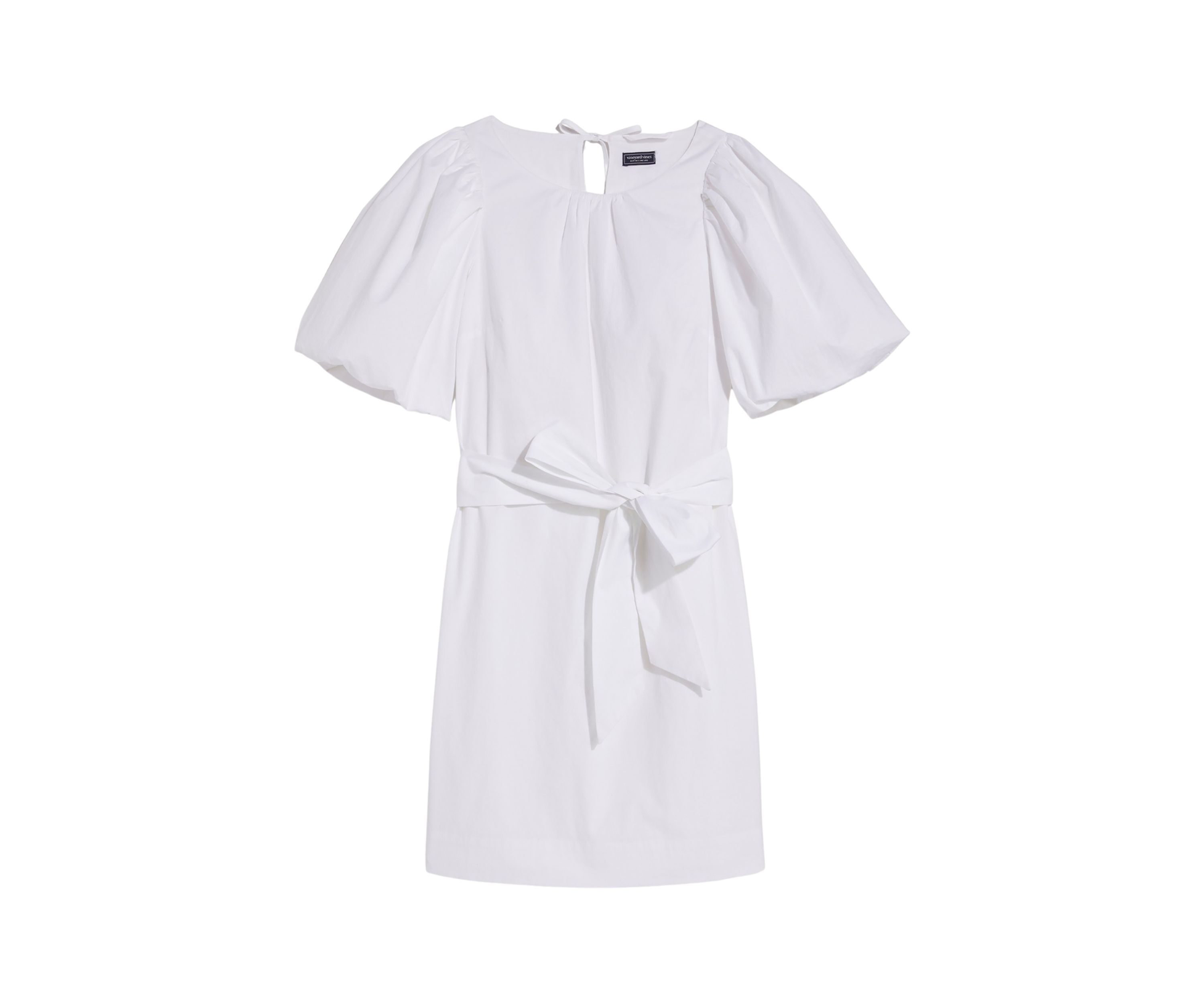 Womens Poplin Puff Sleeve Shift Dress