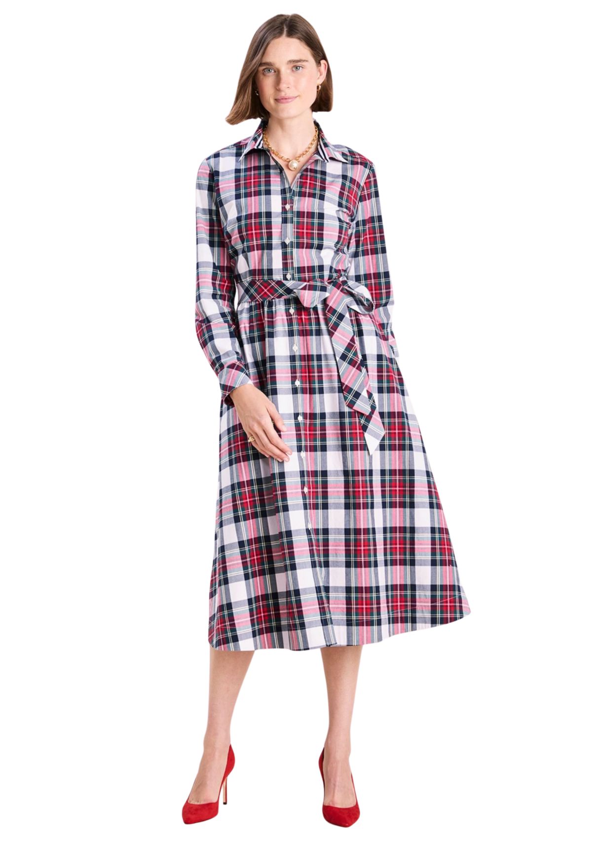 Womens Printed Midi Shirtdress