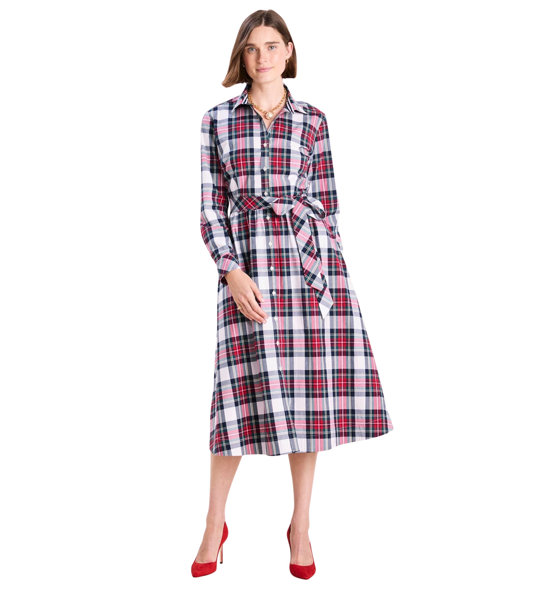 Womens Printed Midi Shirtdress