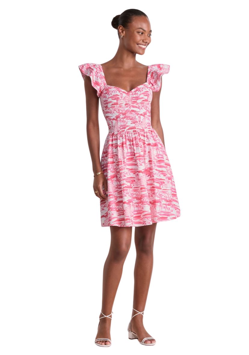 Womens Seersucker Toile Mini Dress