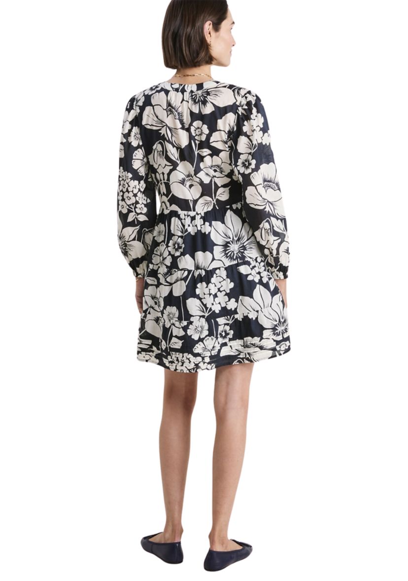 Womens Tessa Long Sleeve Pintuck Tiered Dress 