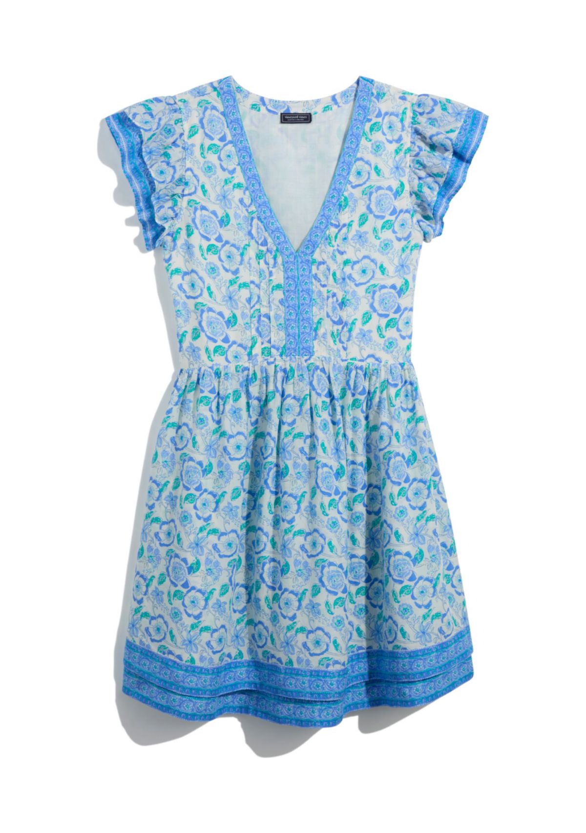 Womens Printed Flutter Sleeve Dress