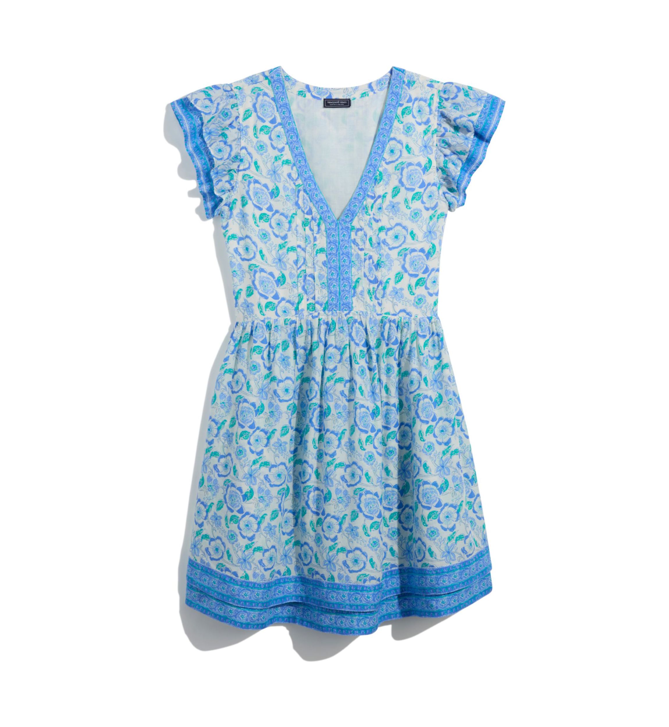 Womens Printed Flutter Sleeve Dress