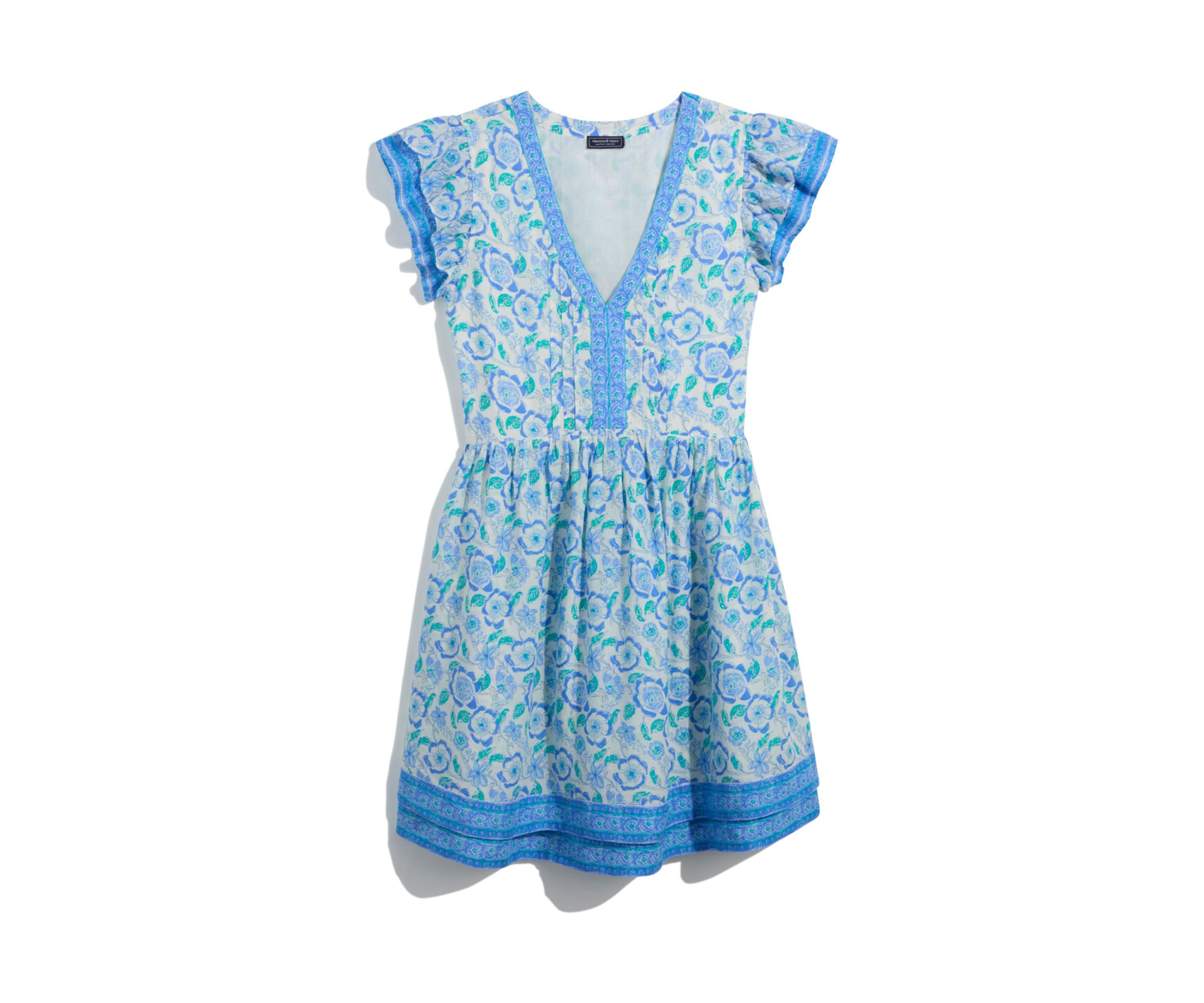 Womens Printed Flutter Sleeve Dress