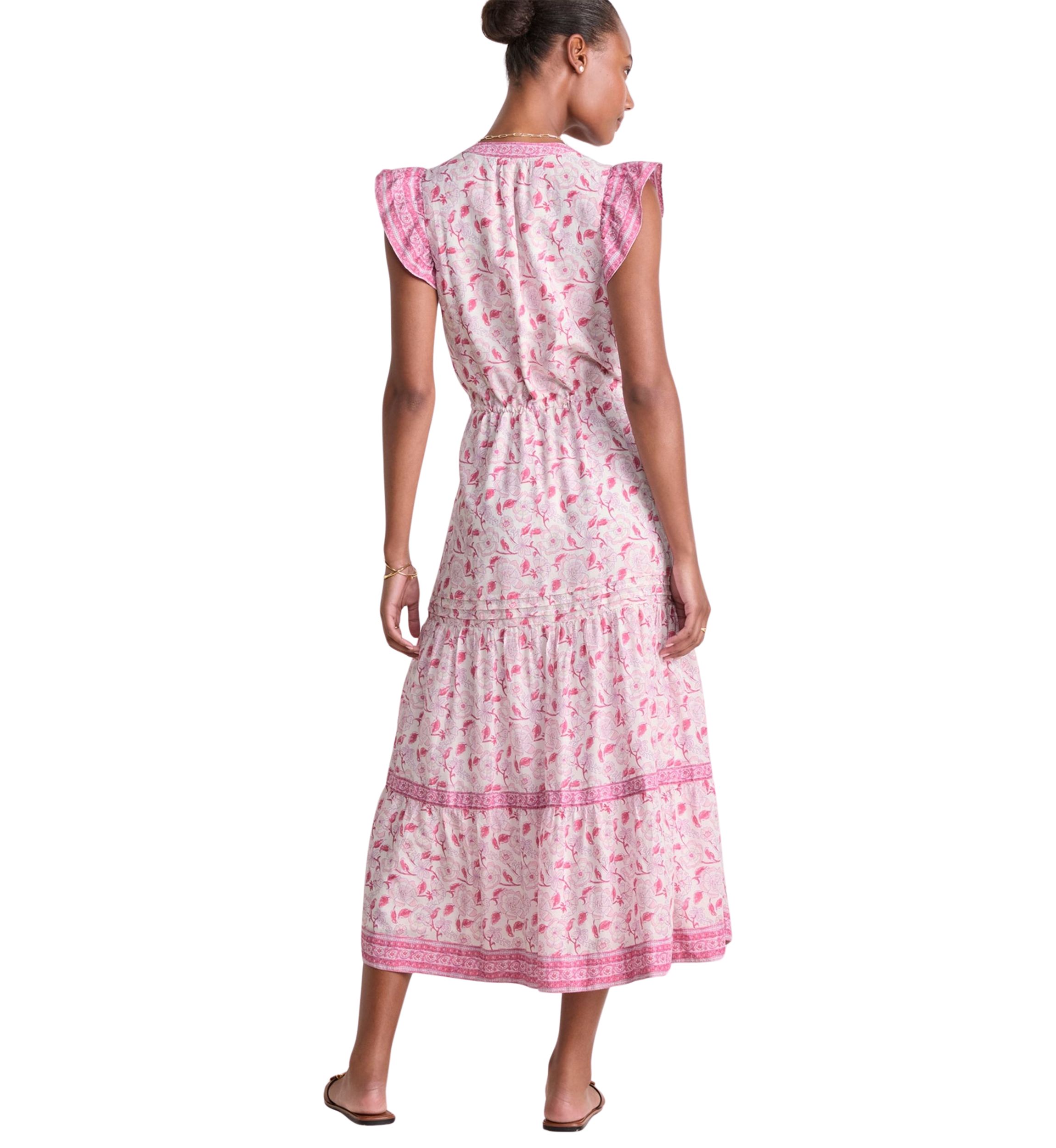 Womens Abigail Tie Waist Flutter Sleeve Maxi Dress