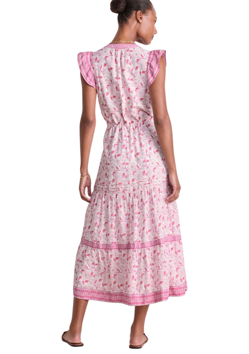 Womens Abigail Tie Waist Flutter Sleeve Maxi Dress