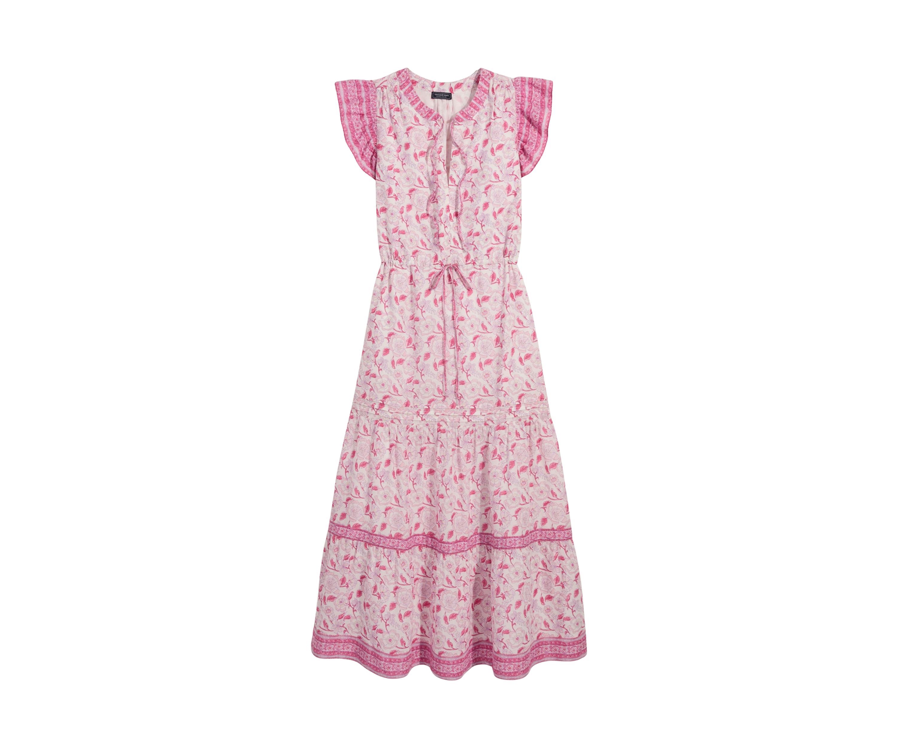 Womens Abigail Tie Waist Flutter Sleeve Maxi Dress