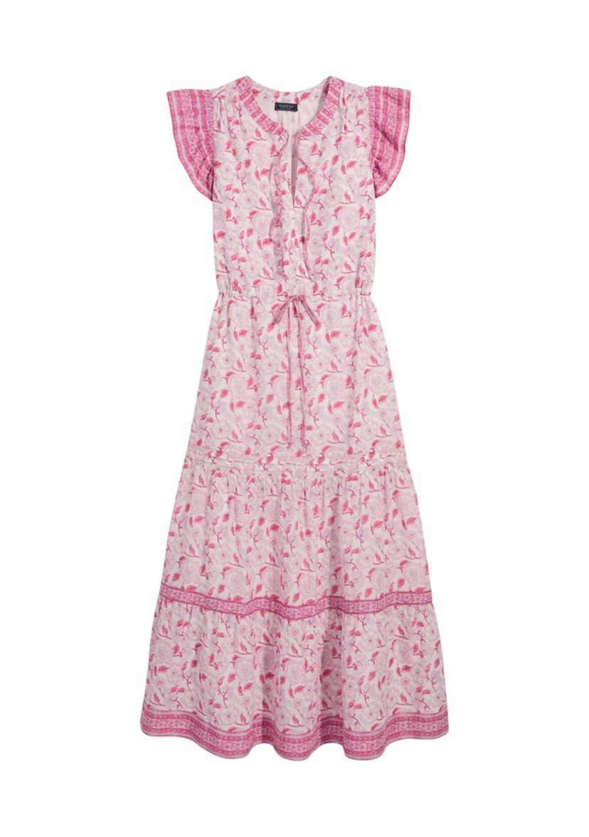 Womens Abigail Tie Waist Flutter Sleeve Maxi Dress