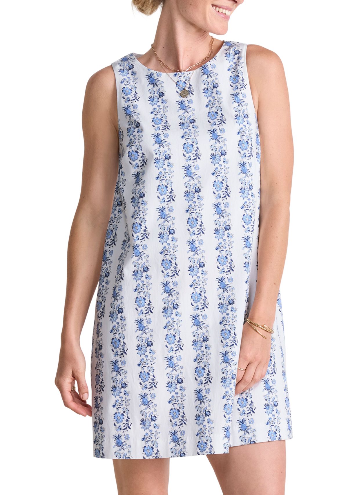 Womens Sleeveless Printed Shift Dress
