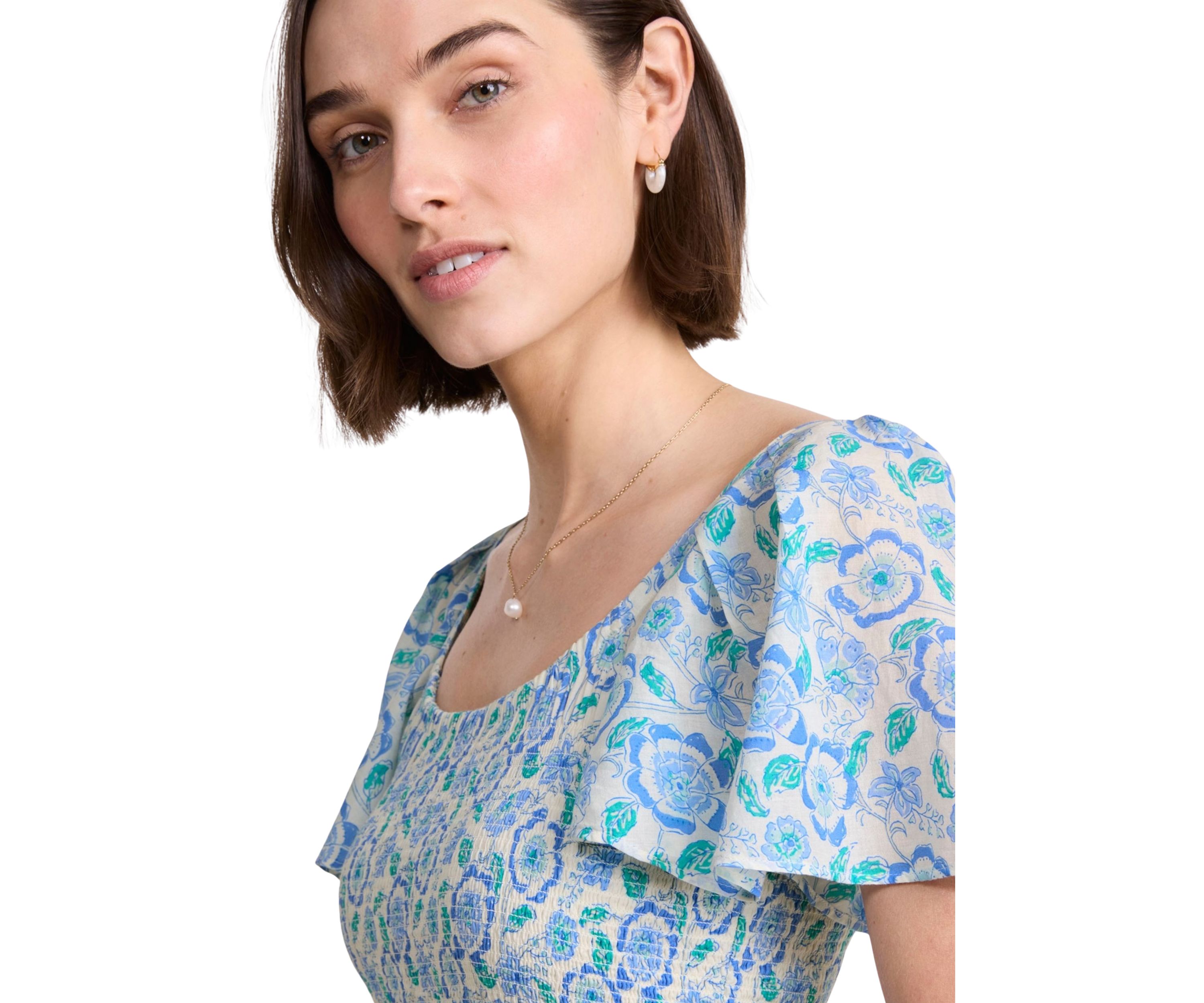Womens Printed Midi Dress