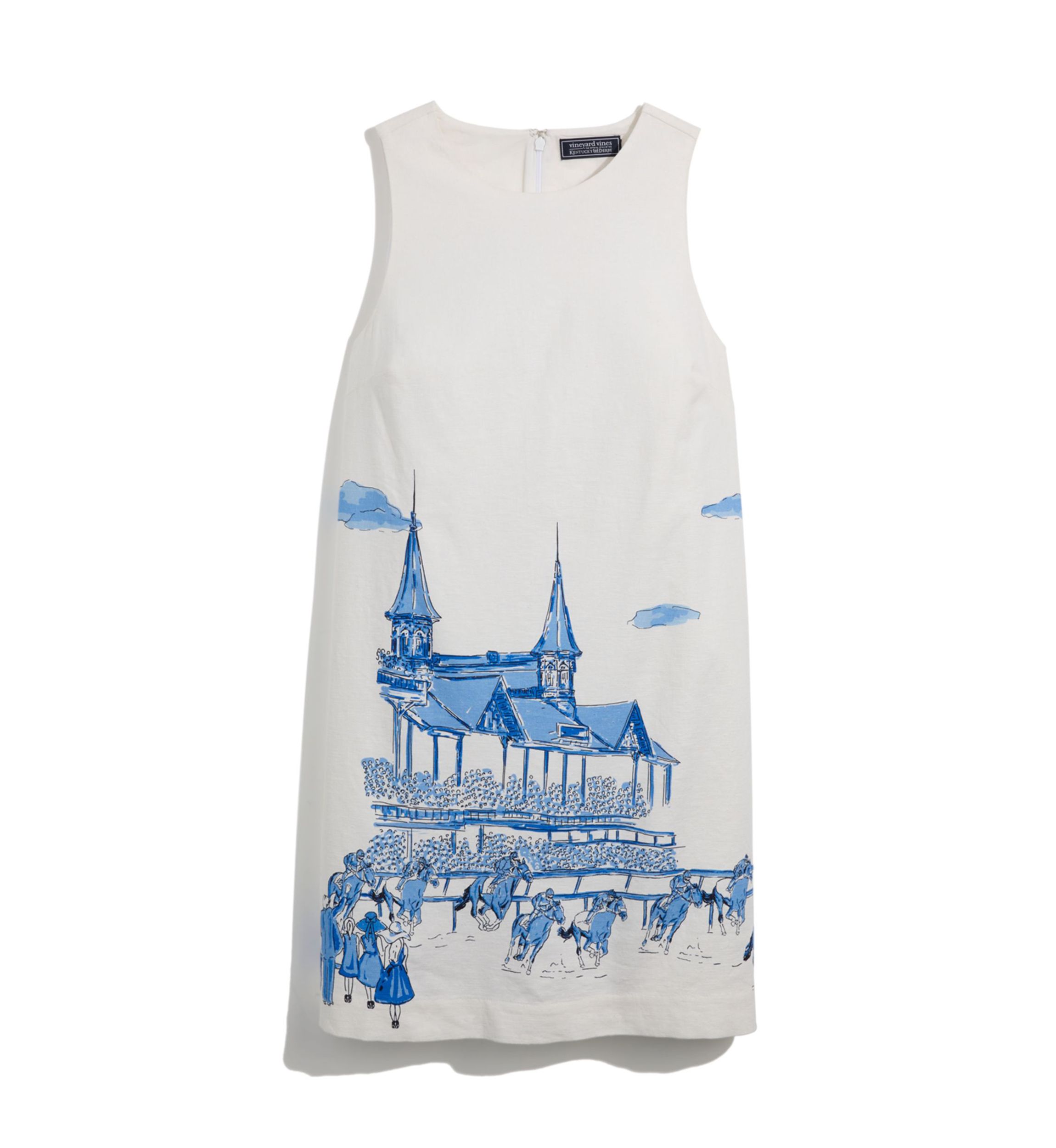 Womens Sleeveless Linen Toile Shift Dress