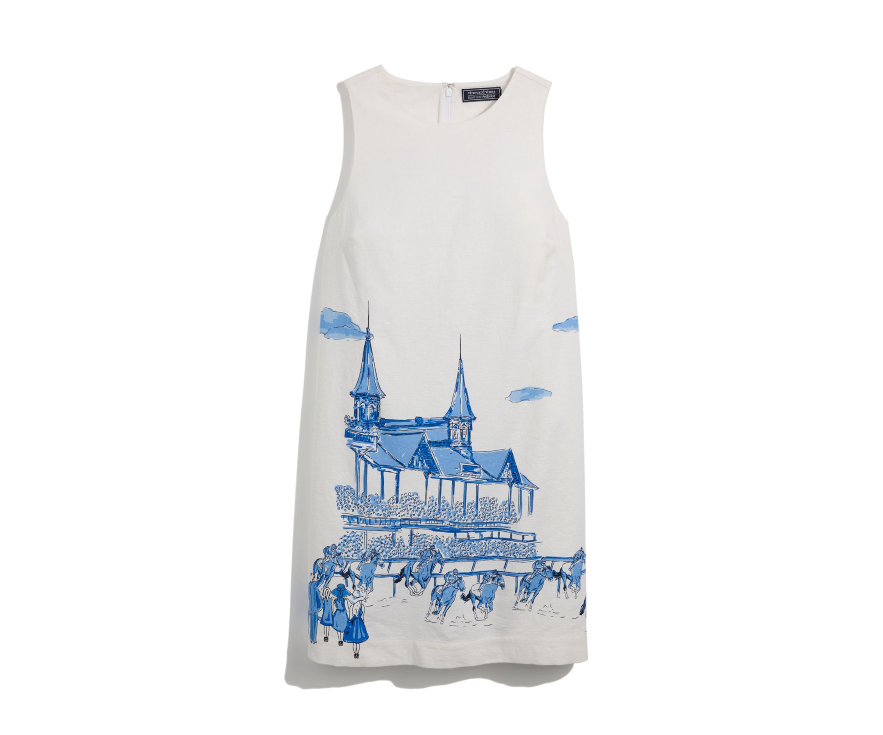 Womens Sleeveless Linen Toile Shift Dress