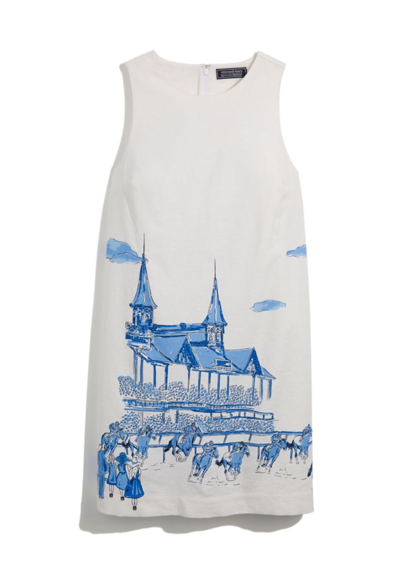 Womens Sleeveless Linen Toile Shift Dress