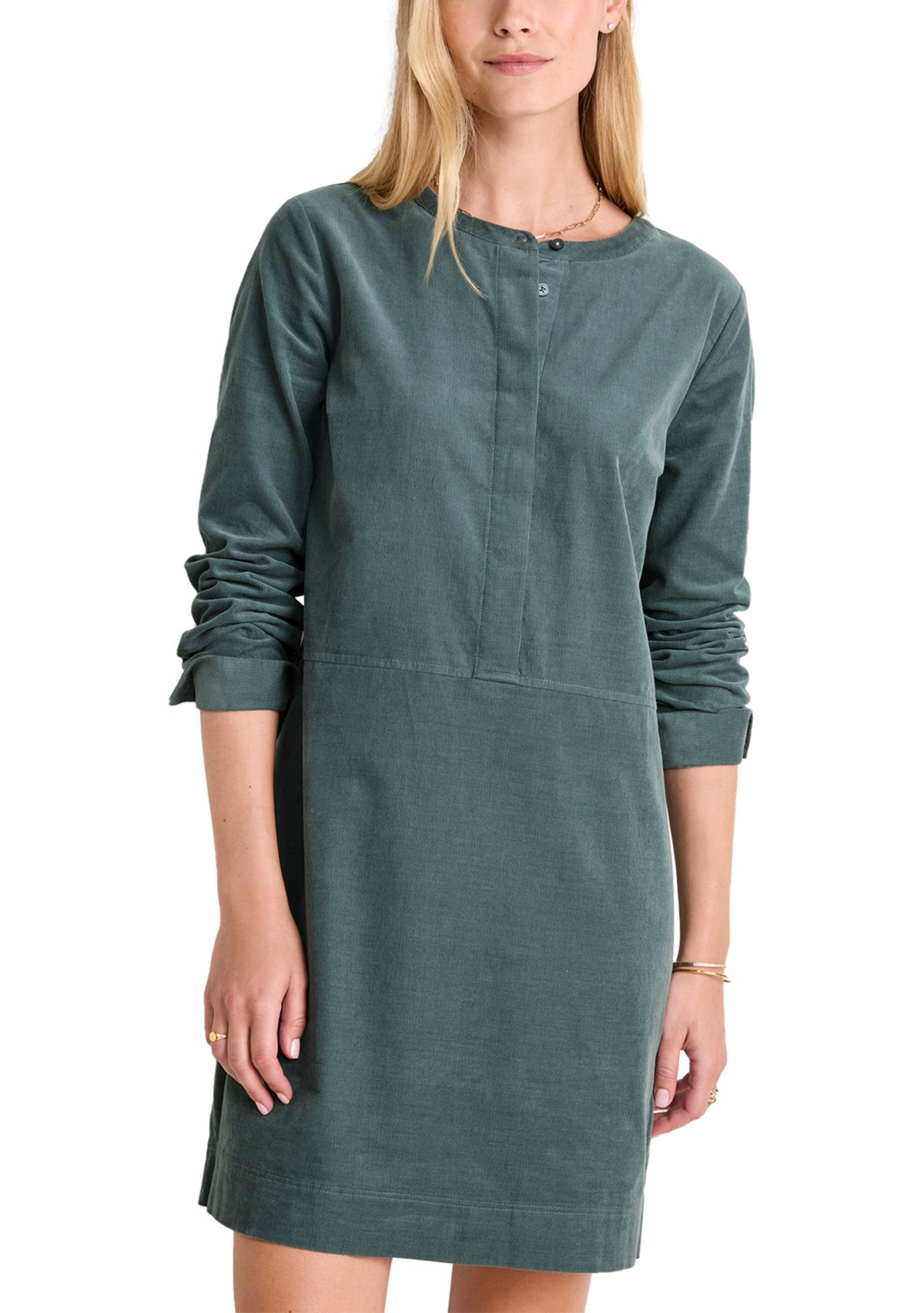 Womens Long Sleeve Corded Popover Dress