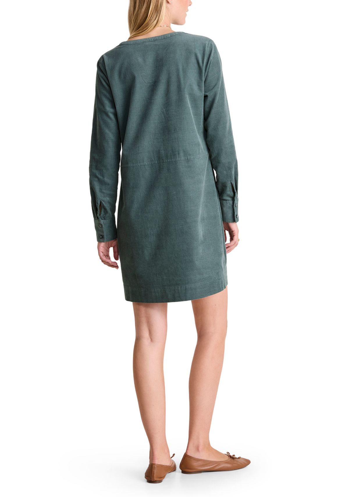 Womens Long Sleeve Corded Popover Dress
